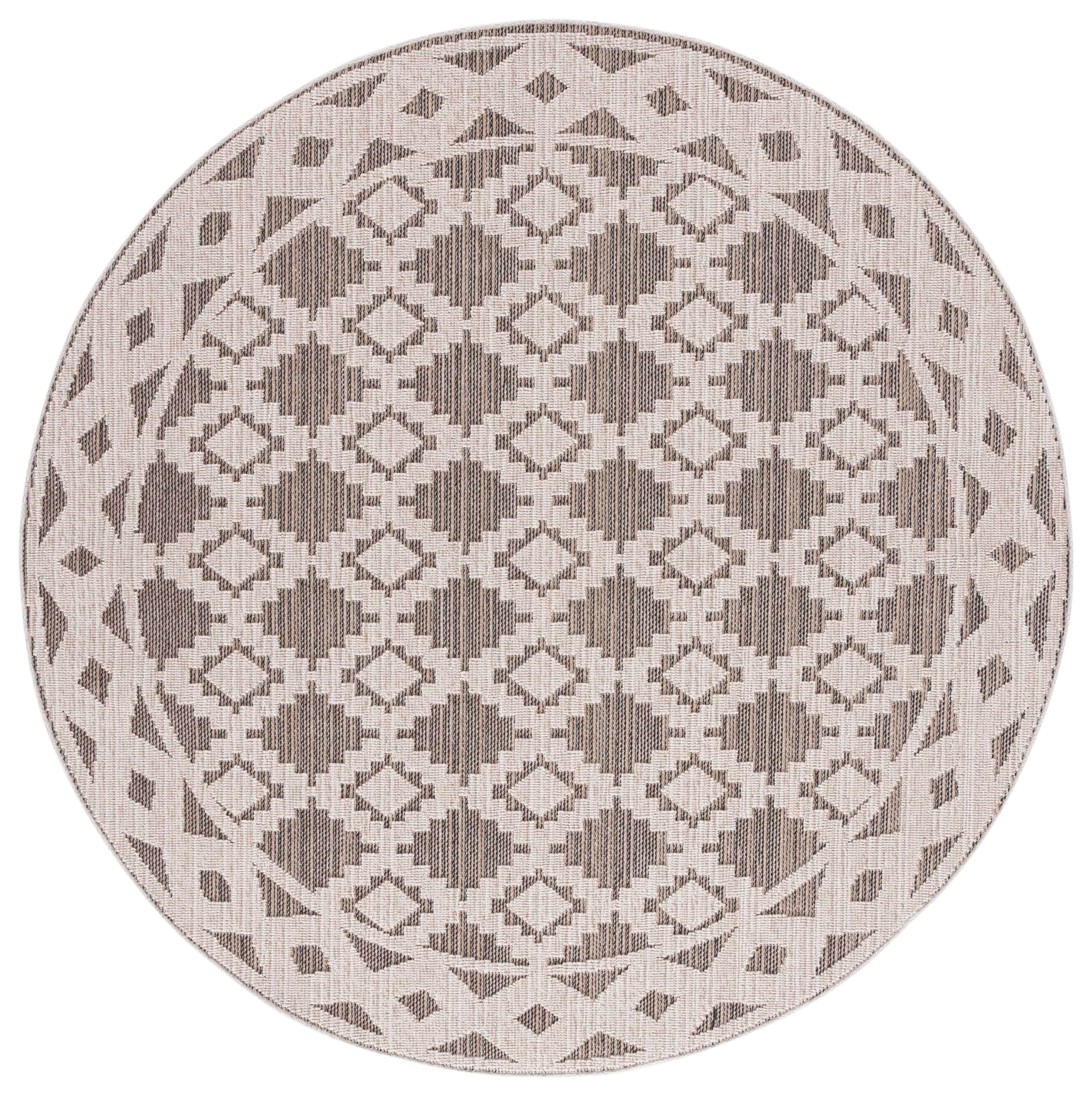 Safavieh Global 6' 7" x 6' 7" Round Area Rug, Beige/Dark Beige, large
