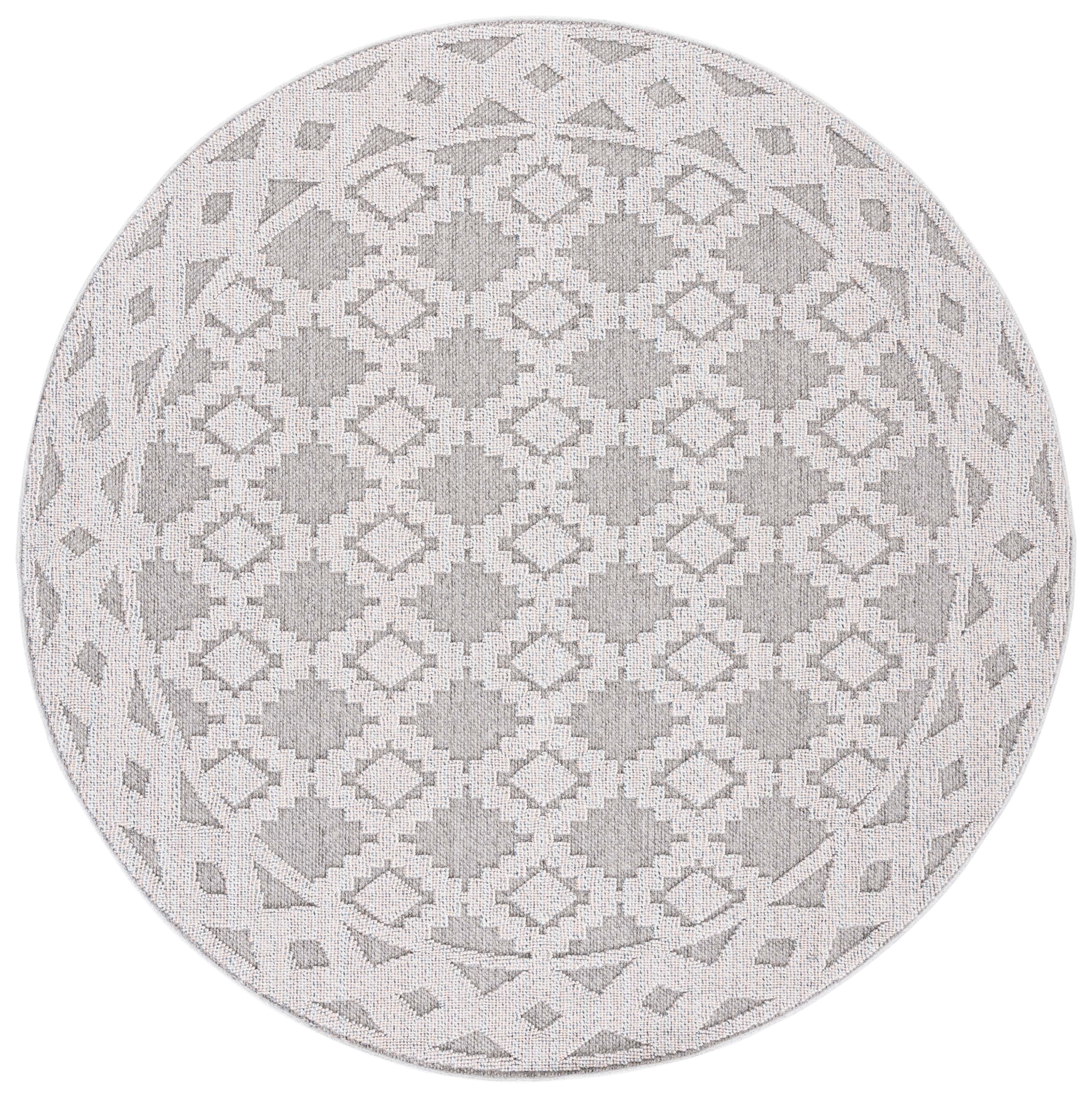 Safavieh Global 6' 7" x 6' 7" Round Area Rug, Gray/Ivory, large