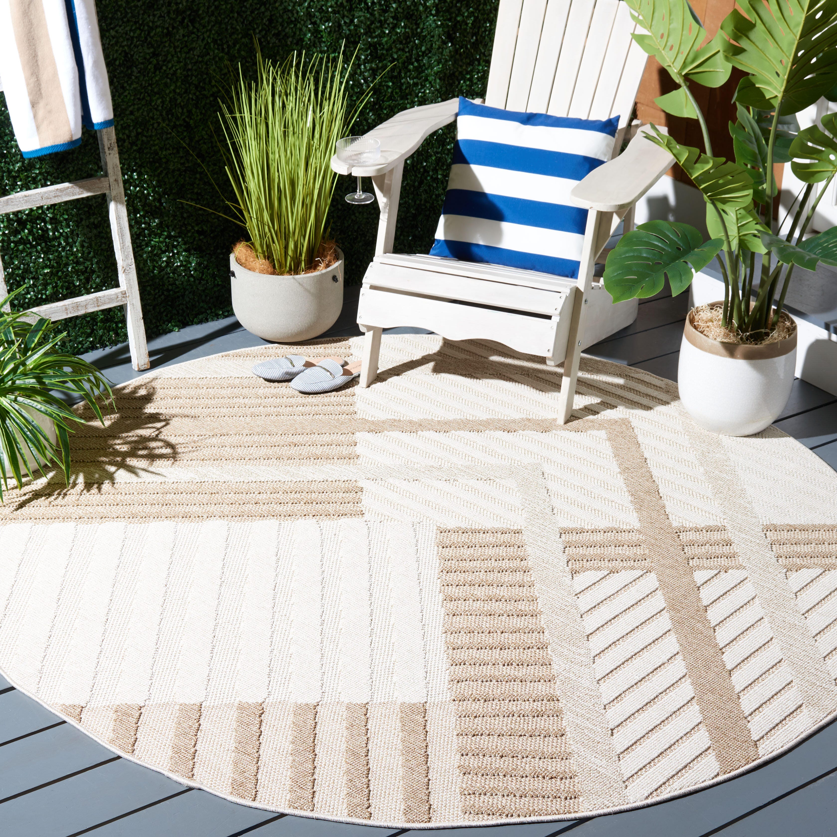 Safavieh Global 8' x 8' Round Area Rug, Beige/Light Beige, rollover