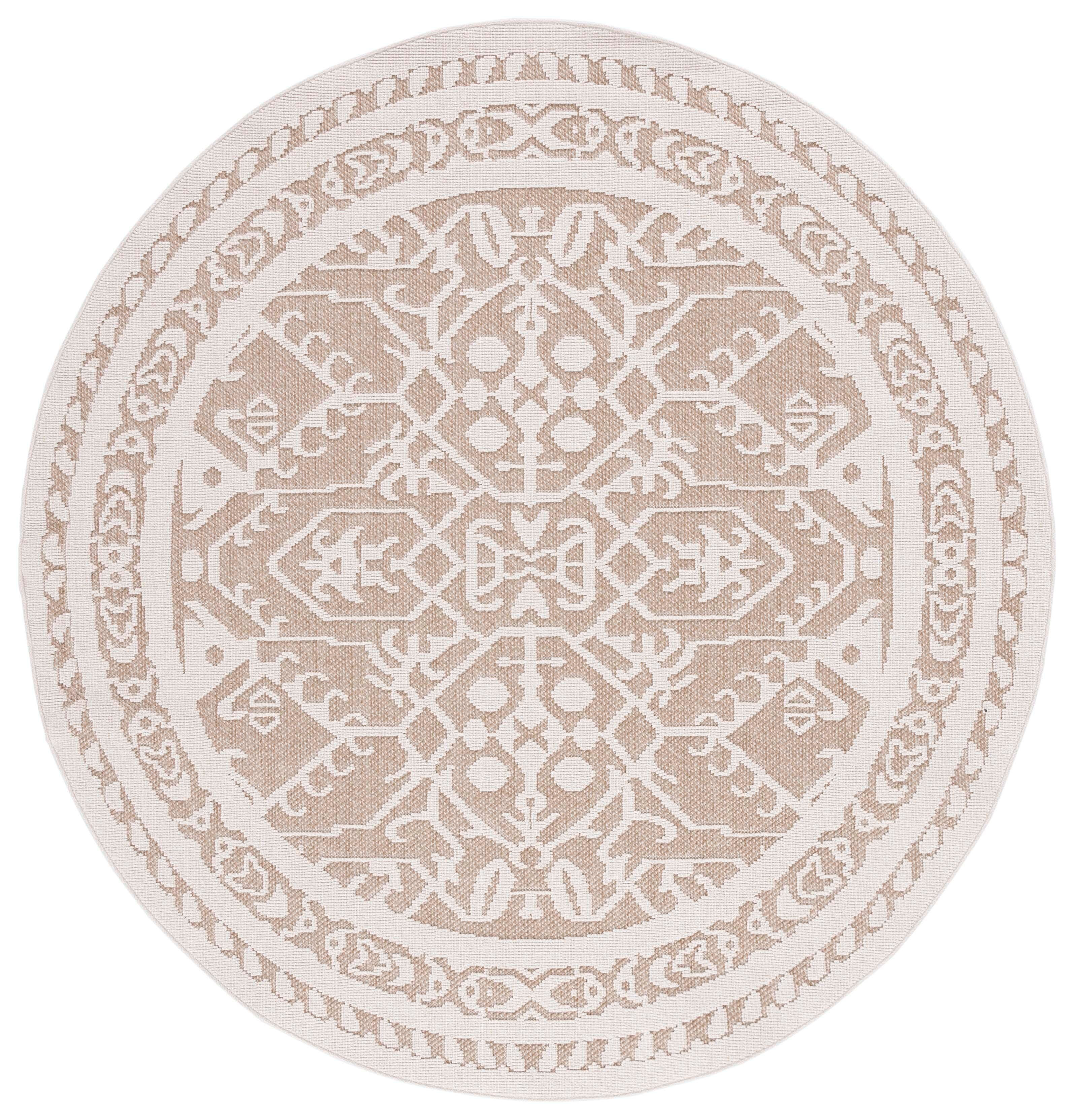 Safavieh Global 6' 7" x 6' 7" Round Area Rug, Beige/Light Beige, large