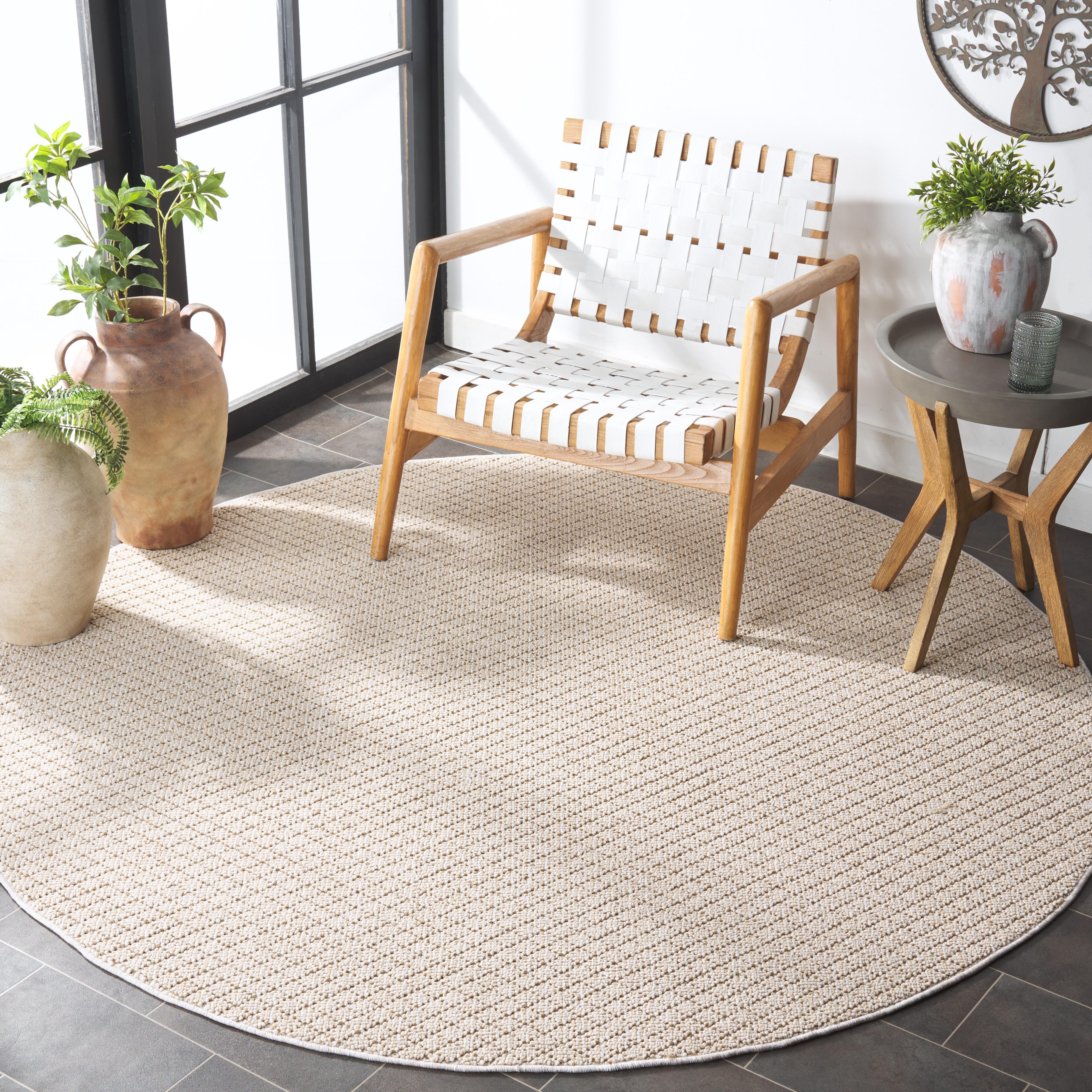 Safavieh Global 6' 7" x 6' 7" Round Area Rug, Ivory/Beige, rollover