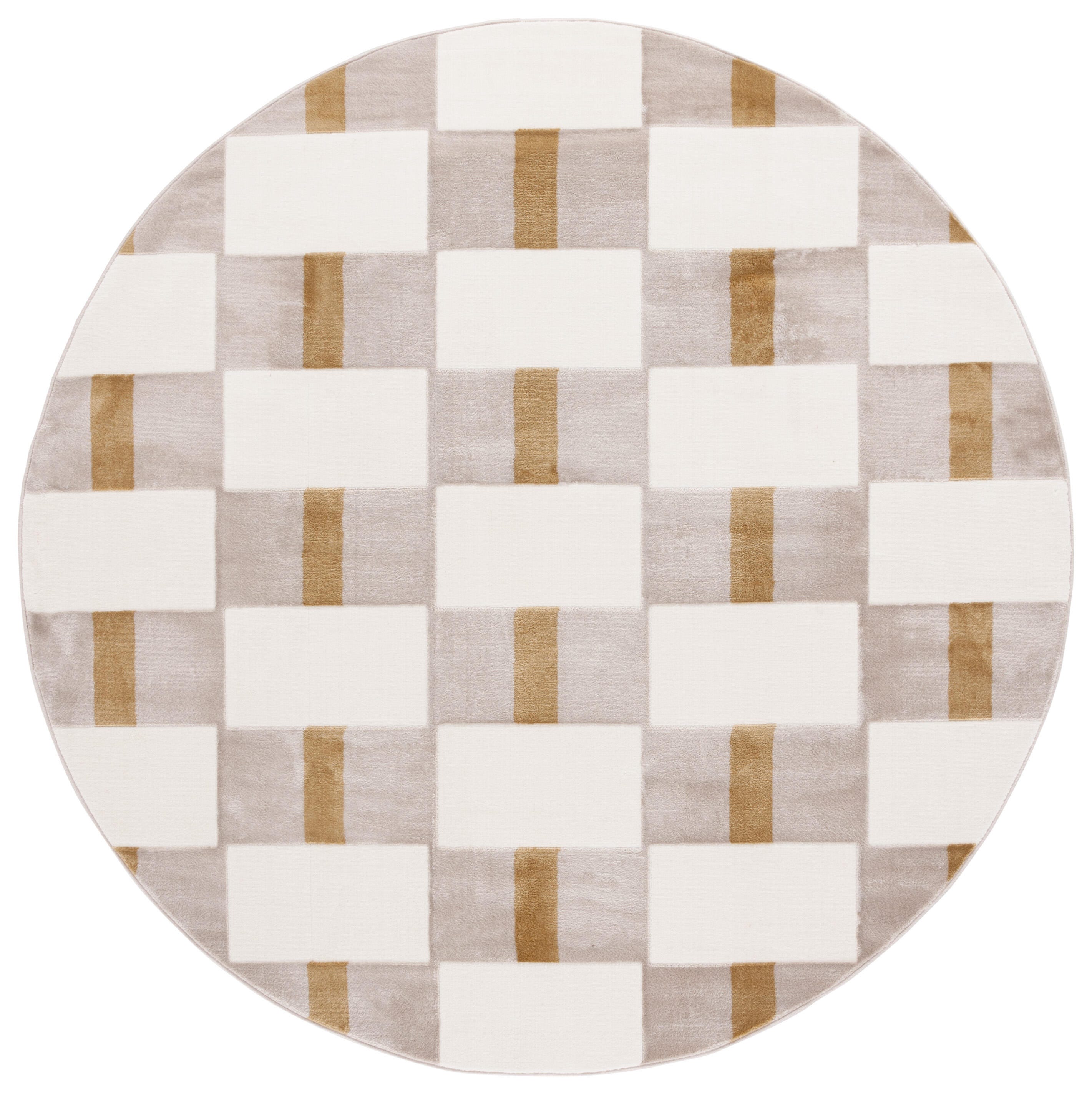 Safavieh Groove 6' 7" x 6' 7" Round Area Rug, Ivory/Gold, large