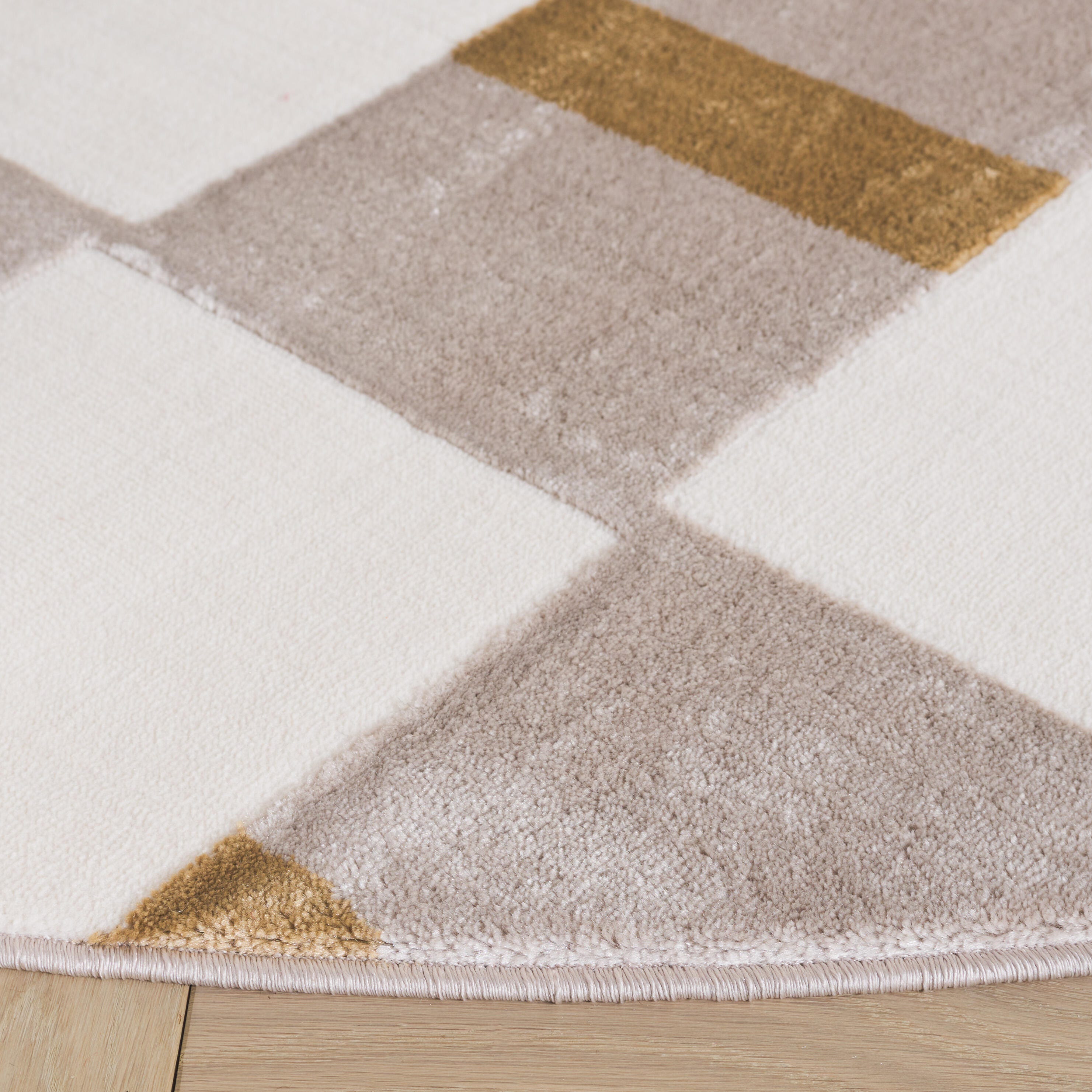Safavieh Groove 6' 7" x 6' 7" Round Area Rug, Ivory/Gold, large