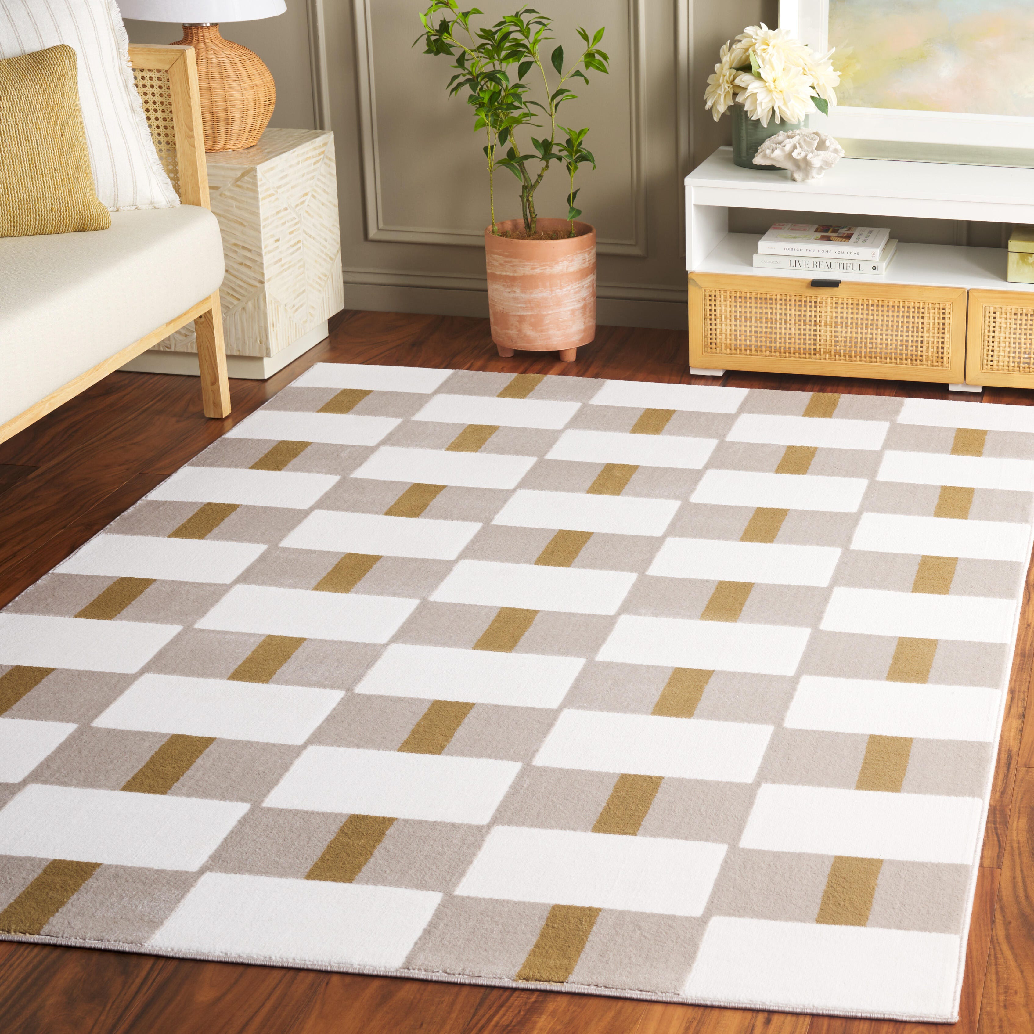 Safavieh Groove 6' 7" x 6' 7" Square Area Rug, Ivory/Gold, rollover