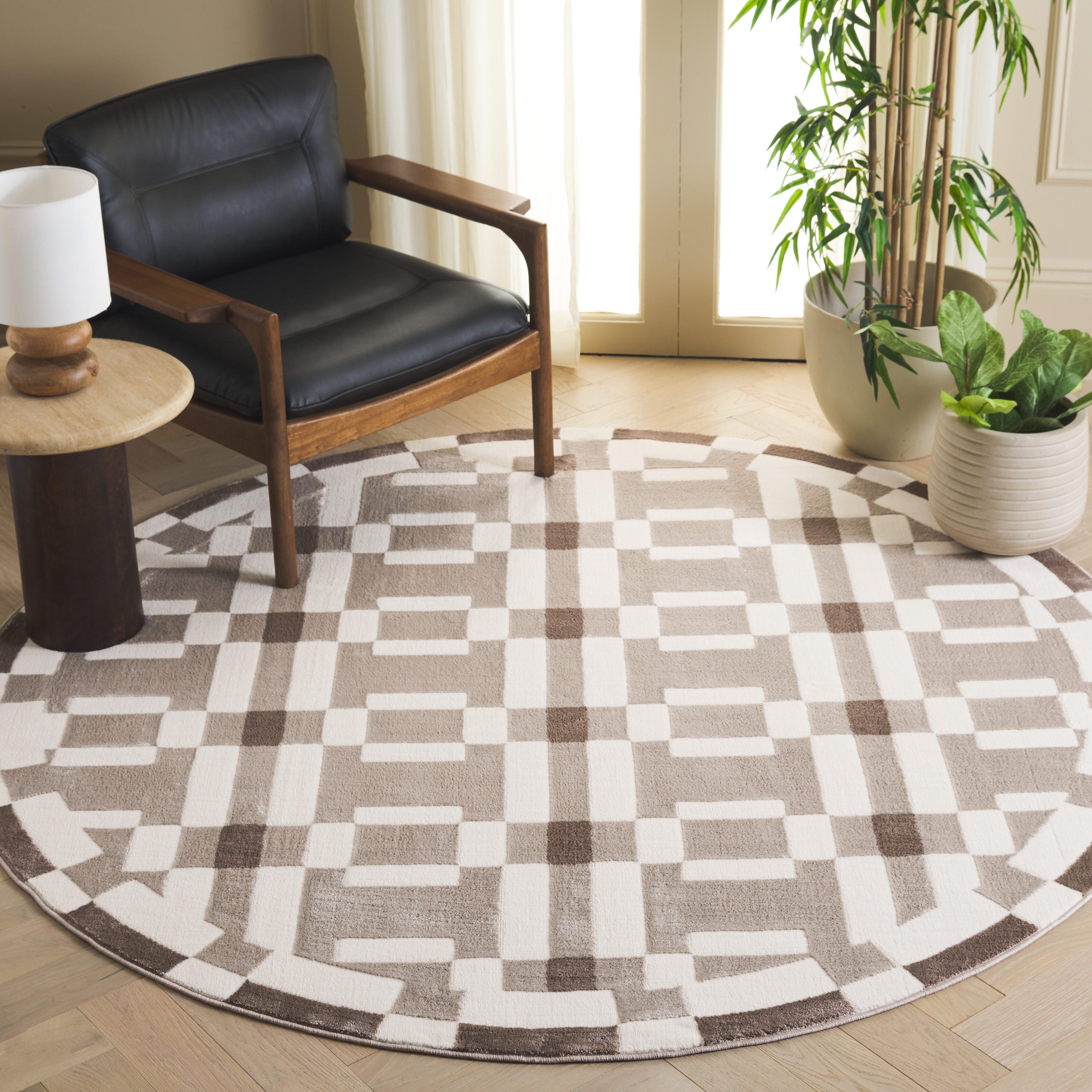 Safavieh Groove 6' 7" x 6' 7" Round Area Rug, Ivory/Beige, rollover
