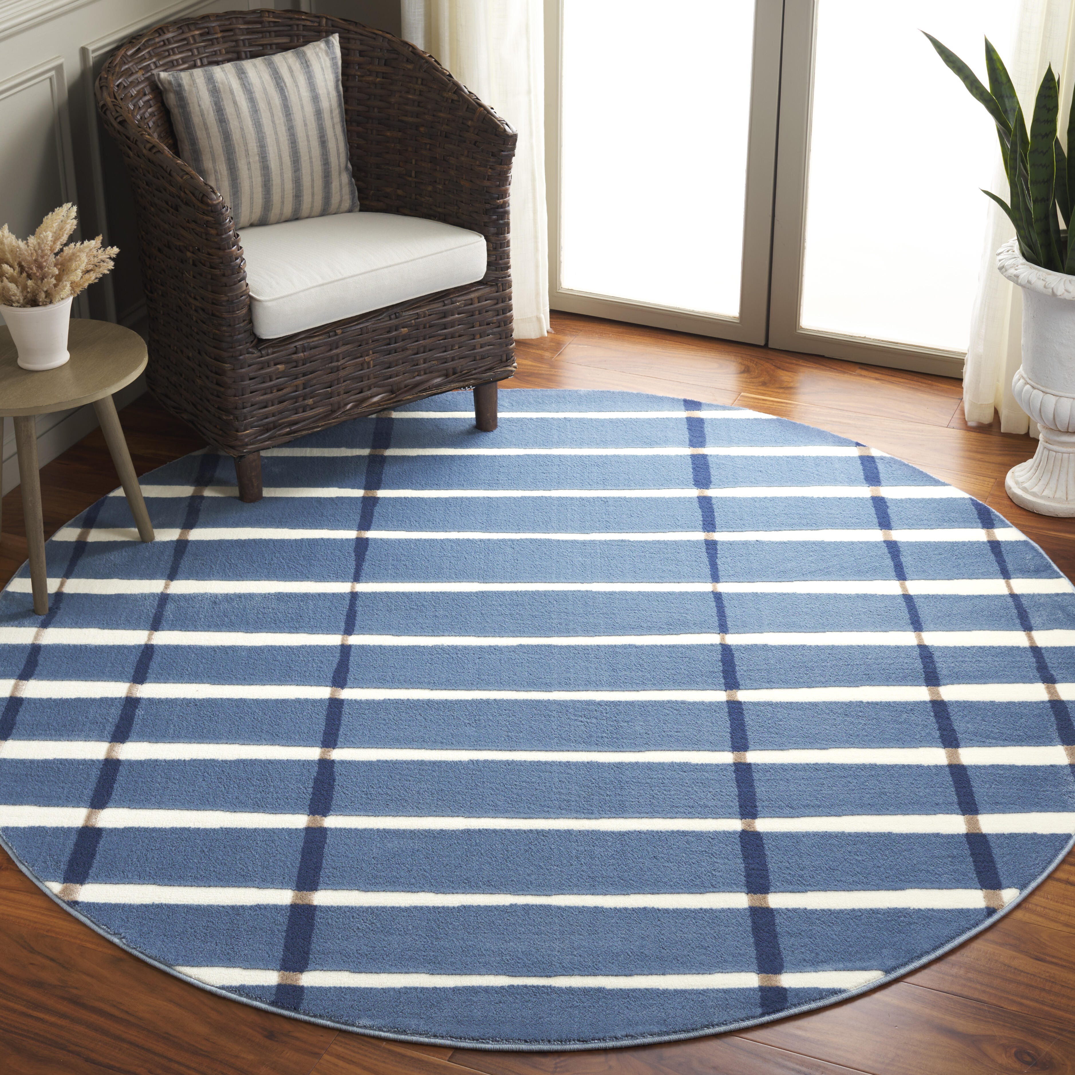 Safavieh Groove 6' 7" x 6' 7" Round Area Rug, Blue/Ivory, rollover