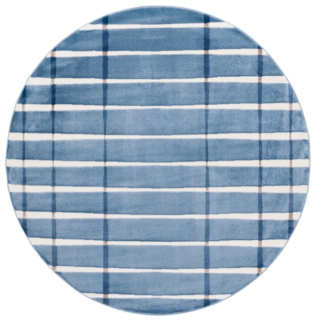 Safavieh Groove 6' 7" x 6' 7" Round Area Rug, Blue/Ivory