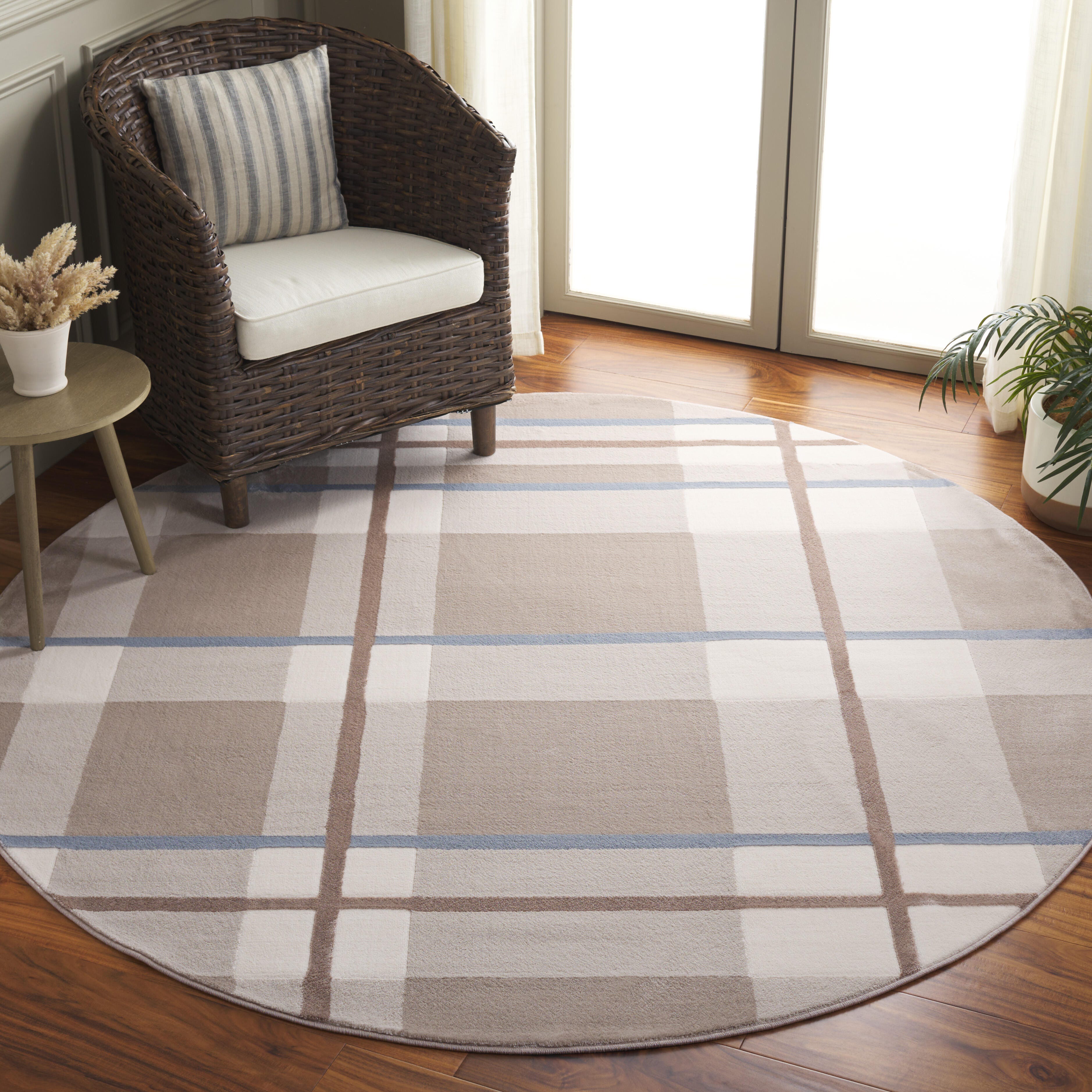 Safavieh Groove 6' 7" x 6' 7" Round Area Rug, Beige/Light Blue, rollover