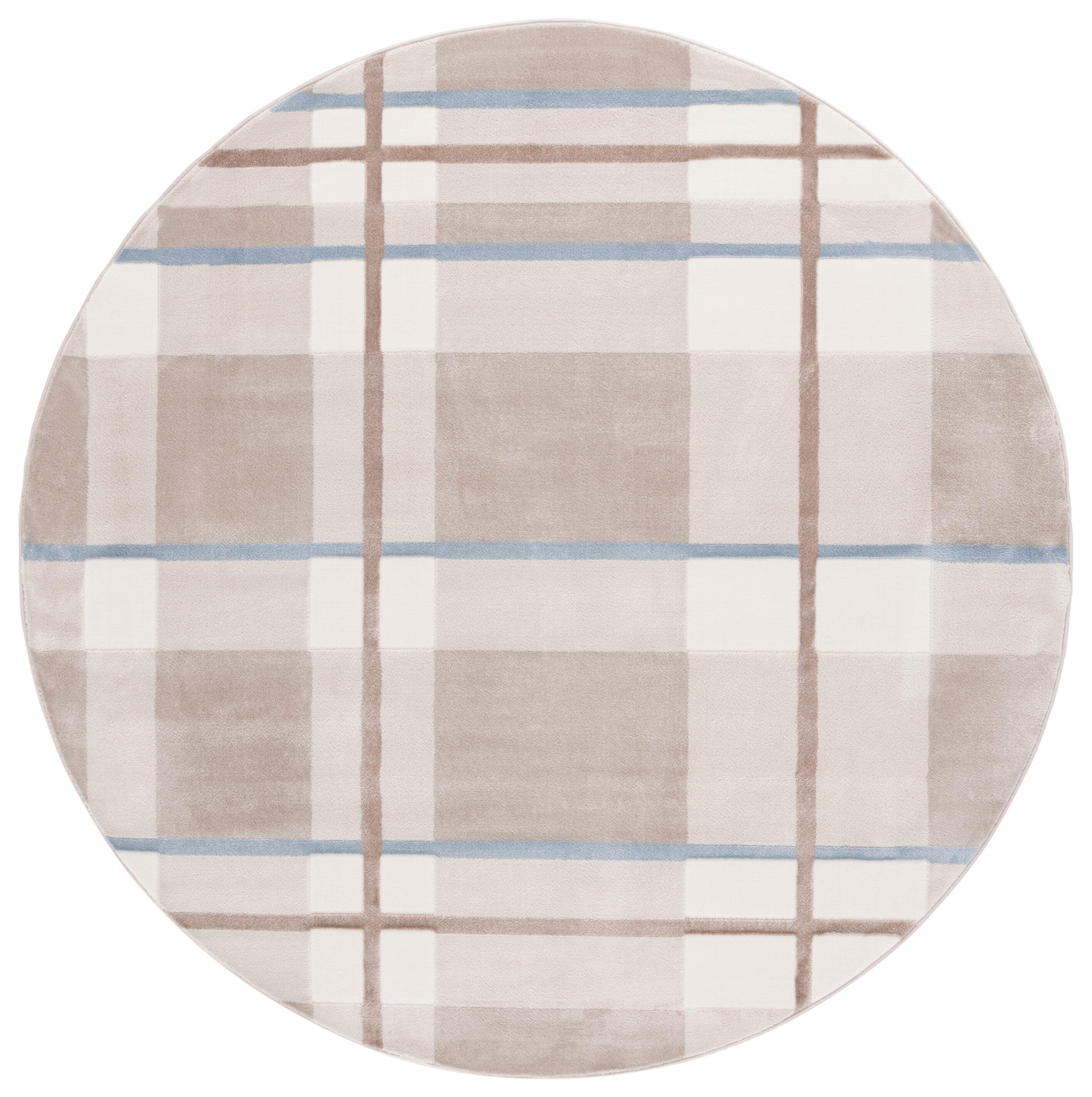 Safavieh Groove 6' 7" x 6' 7" Round Area Rug, Beige/Light Blue, large