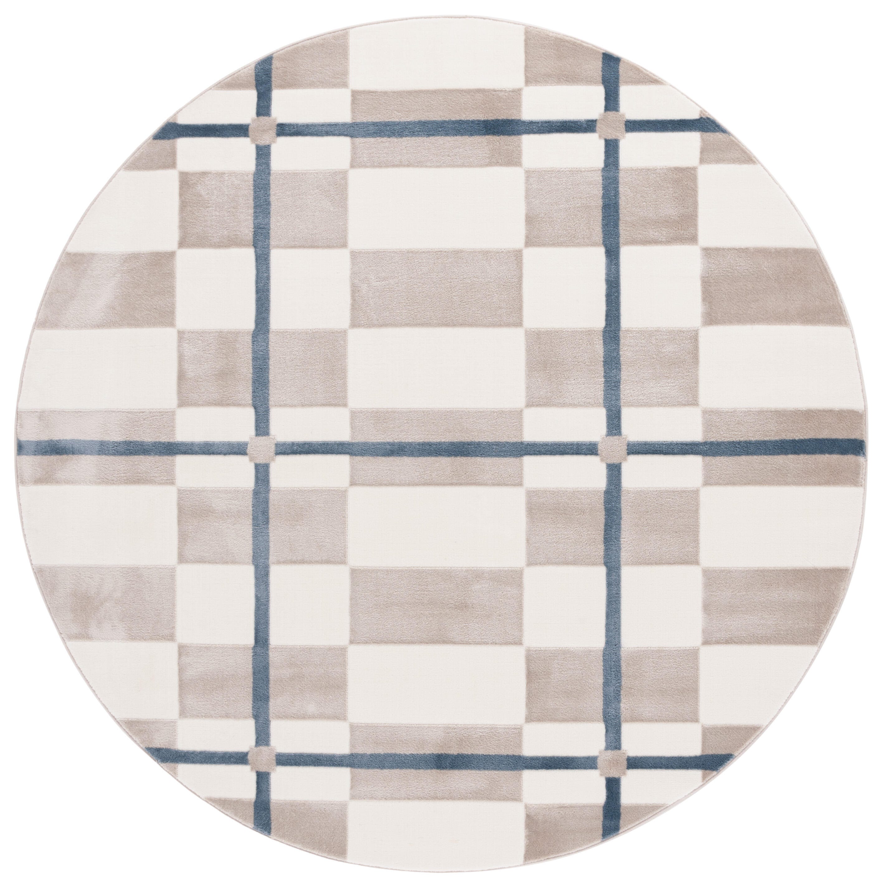 Safavieh Groove 6' 7" x 6' 7" Round Area Rug, Ivory/Blue, large