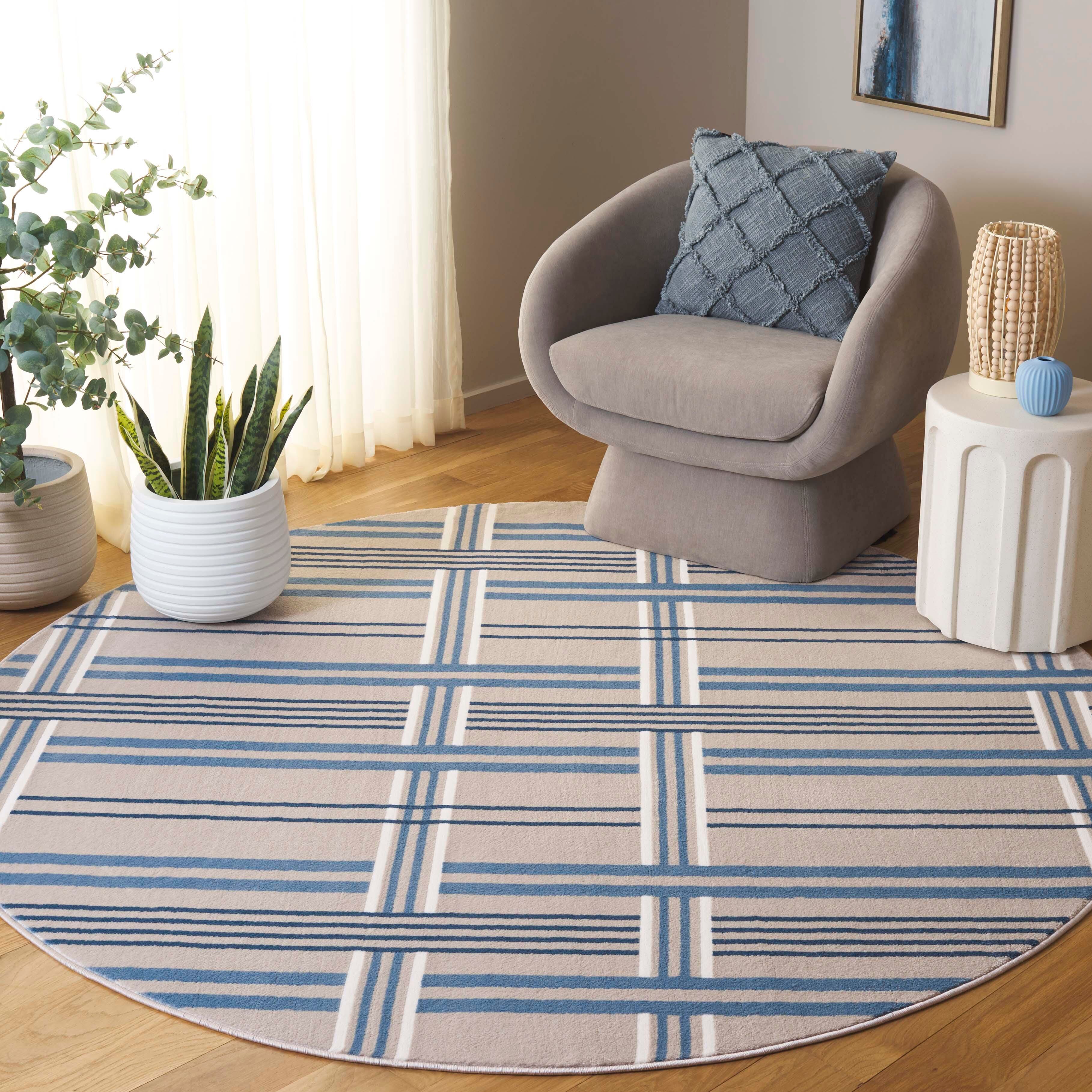 Safavieh Groove 6' 7" x 6' 7" Round Area Rug, Beige/Blue, rollover