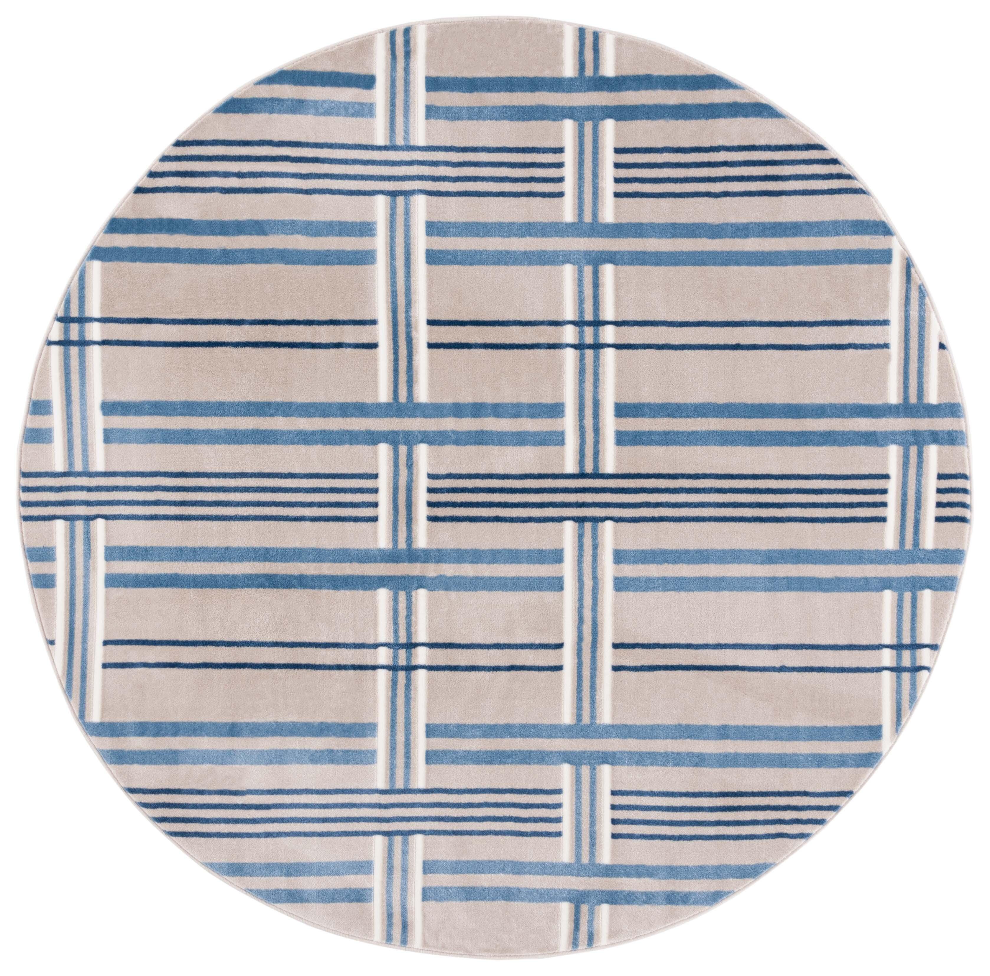 Safavieh Groove 6' 7" x 6' 7" Round Area Rug, Beige/Blue, large