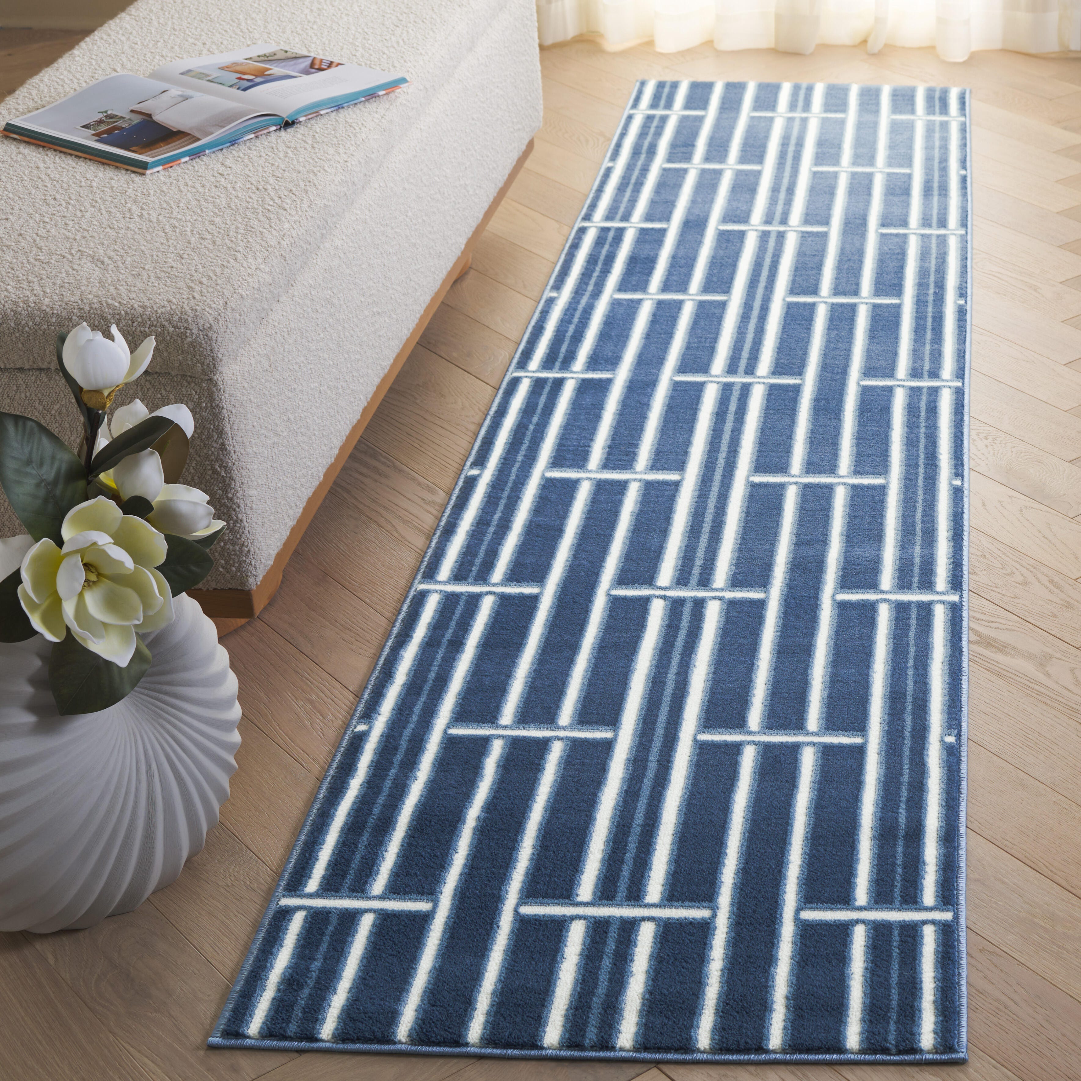 Safavieh Groove 2' 3" x 8' Runner Rug, Blue/Ivory, large