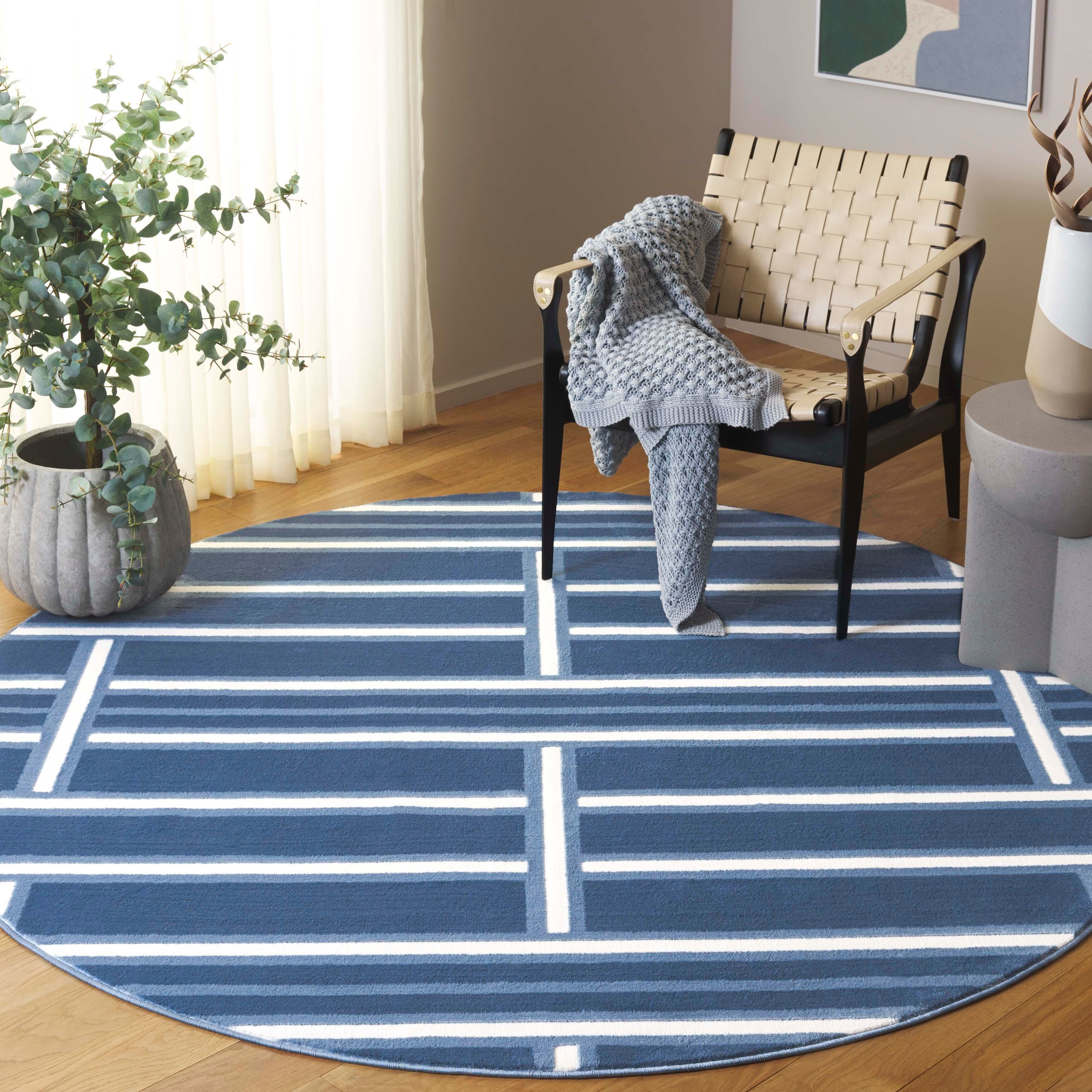 Safavieh Groove 6' 7" x 6' 7" Round Area Rug, Blue/Ivory, rollover