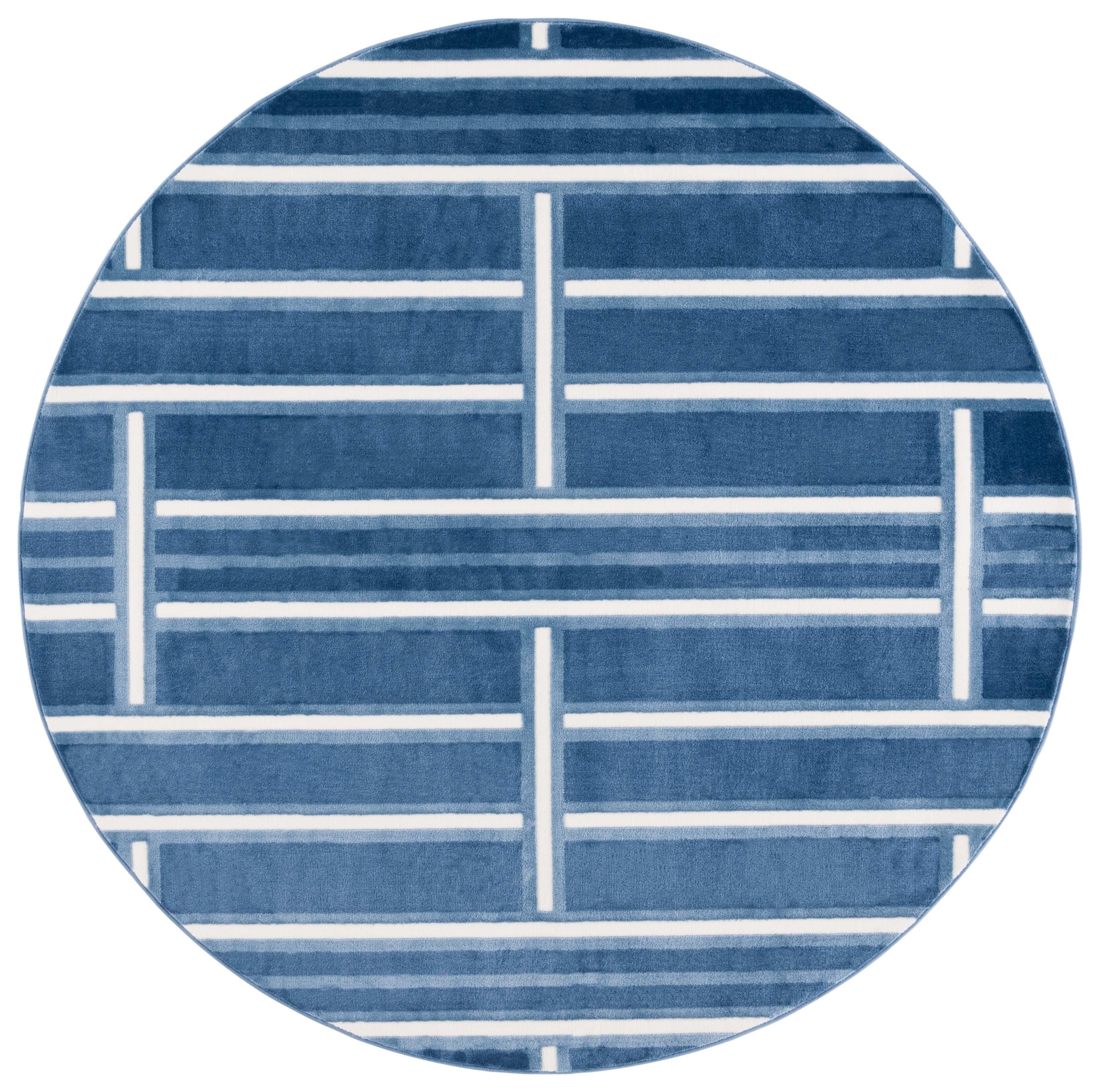 Safavieh Groove 6' 7" x 6' 7" Round Area Rug, Blue/Ivory, large
