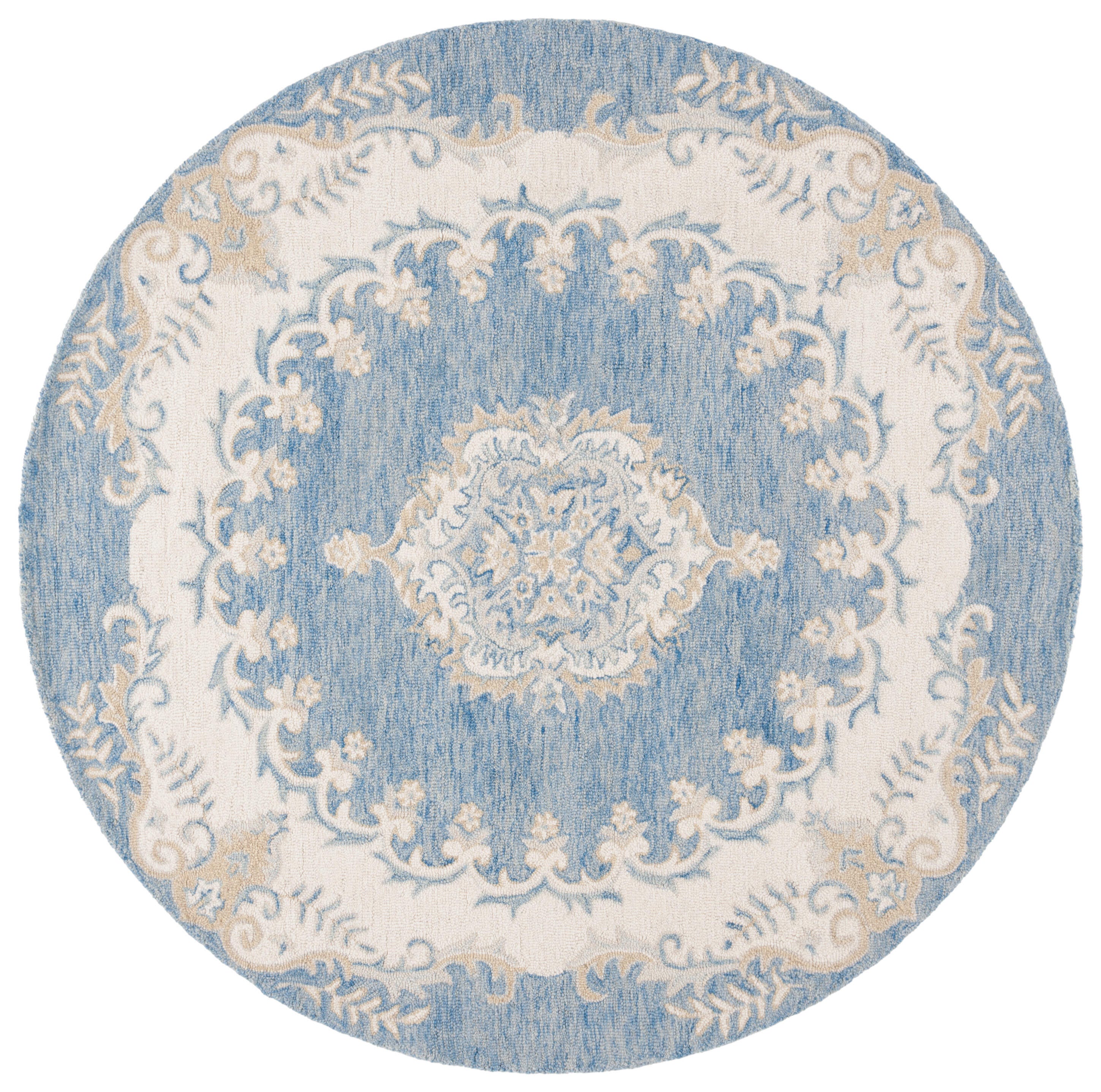 Safavieh Ebony 6' x 6' Round Area Rug, Blue/Ivory, large