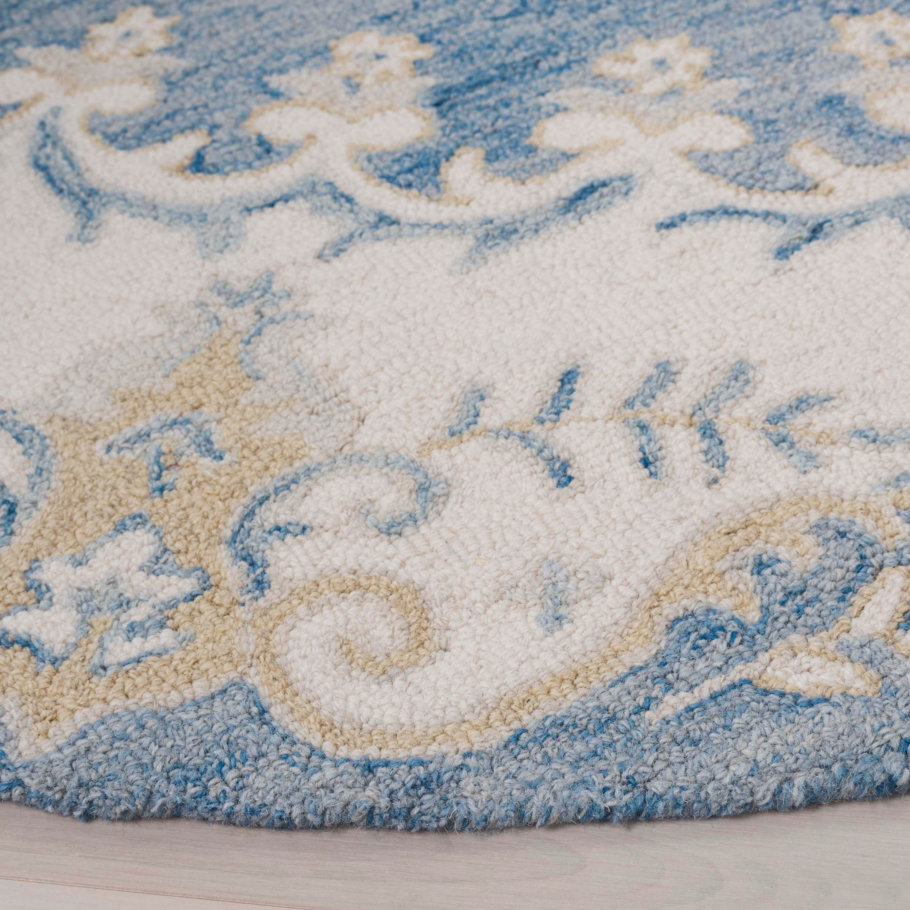 Safavieh Ebony 6' x 6' Round Area Rug, Blue/Ivory, large