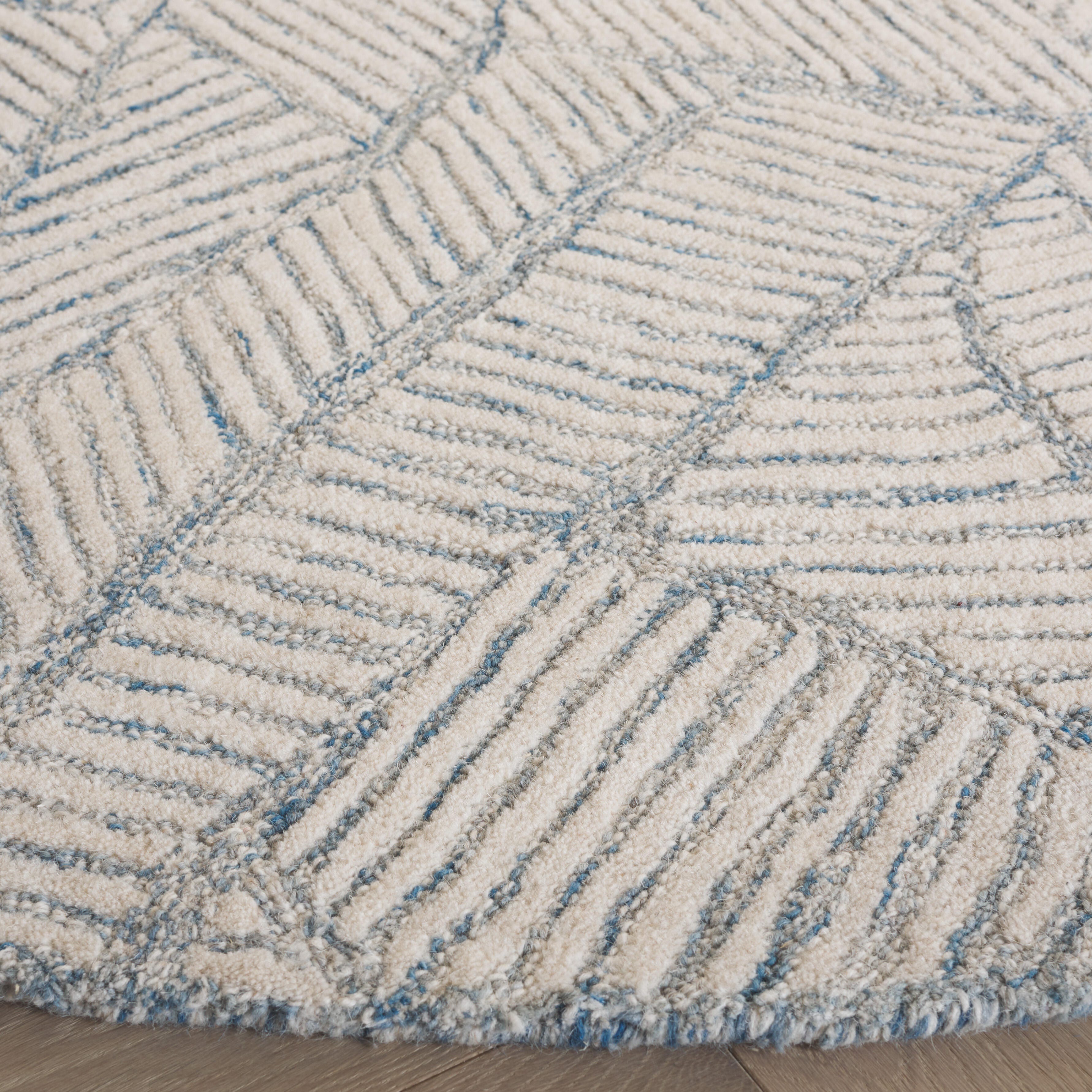 Safavieh Ebony 6' x 6' Round Area Rug, Blue/Ivory, large