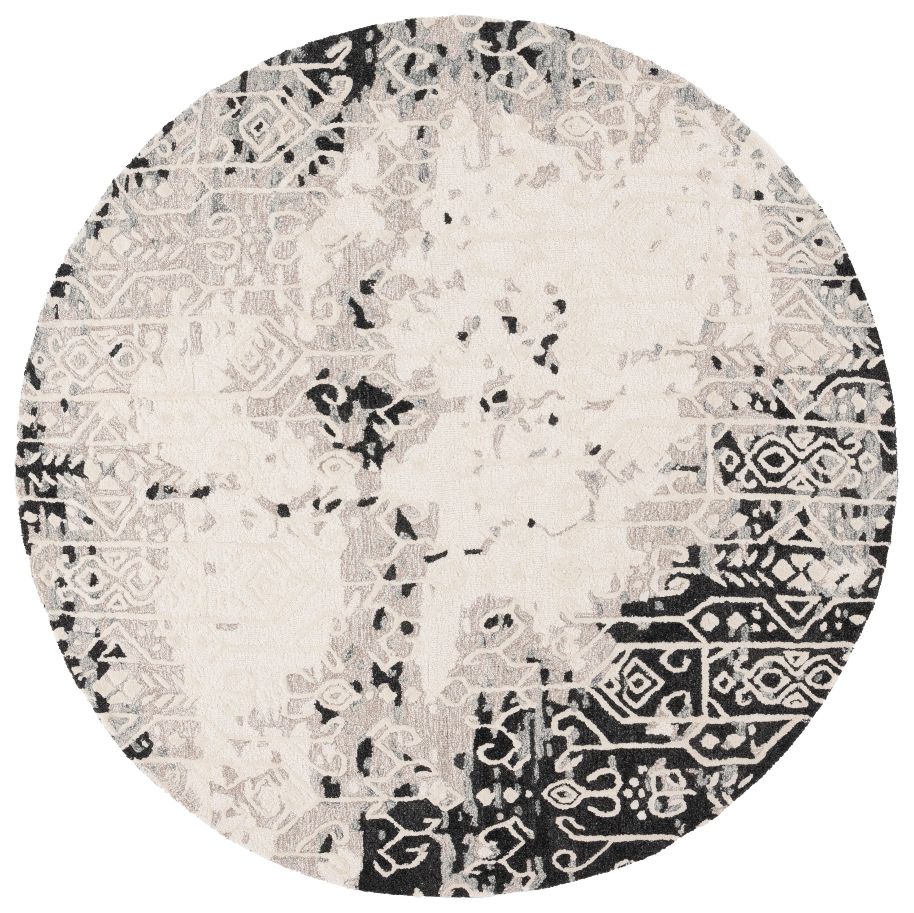 Safavieh Ebony 6' x 6' Round Area Rug, Black/Ivory, large