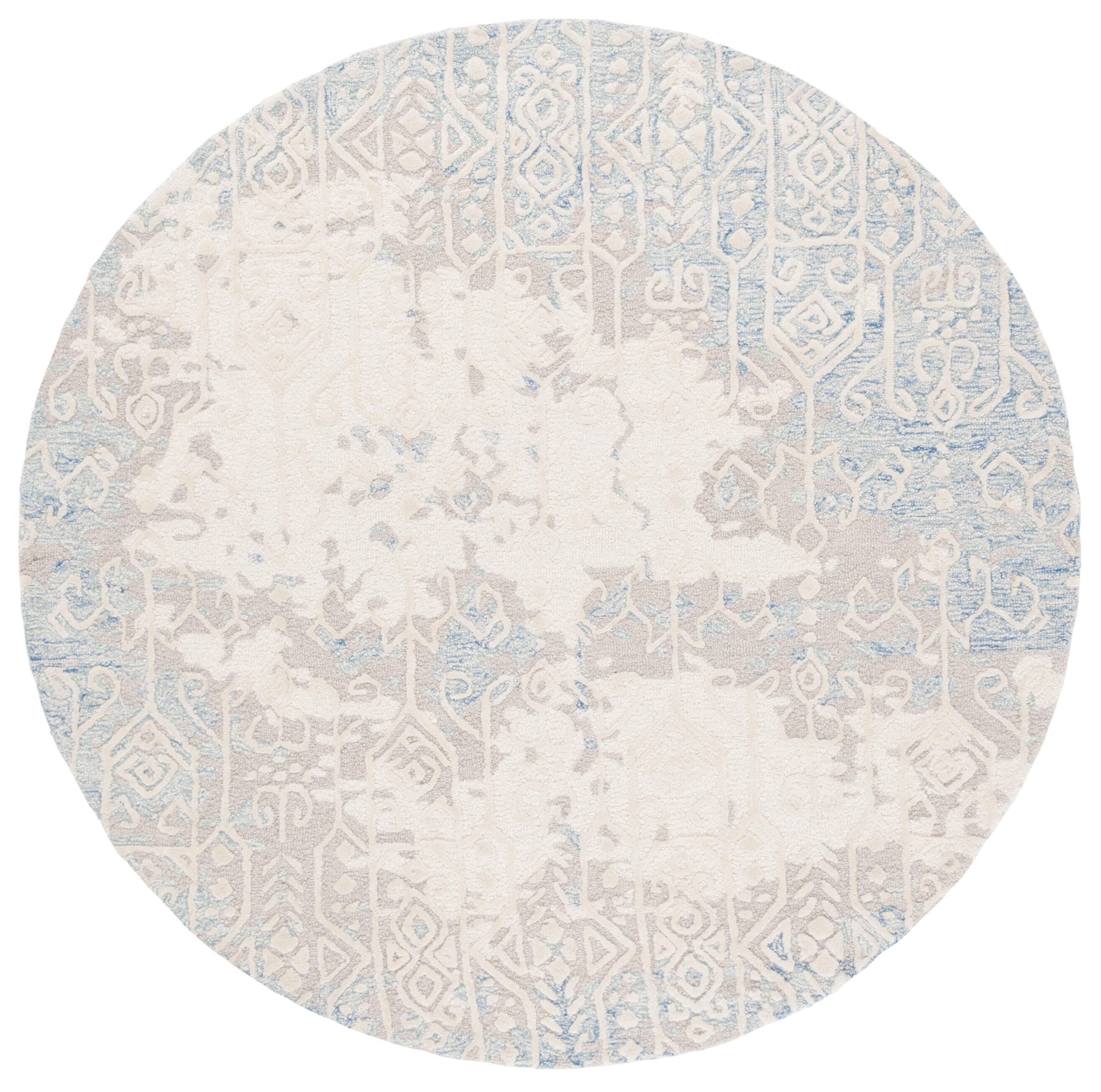 Safavieh Ebony 6' x 6' Round Area Rug, Blue/Ivory, large