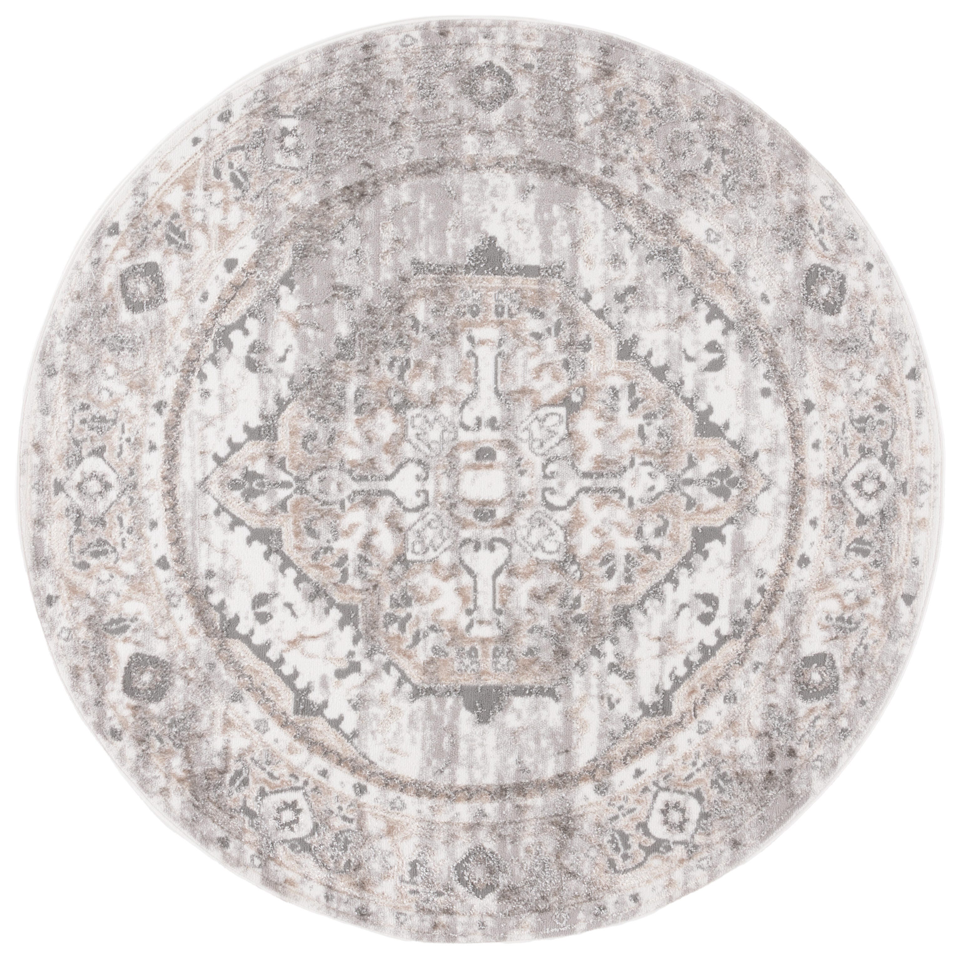 Safavieh Maya 6' 7" x 6' 7" Round Area Rug, Ivory/Gray Beige, large