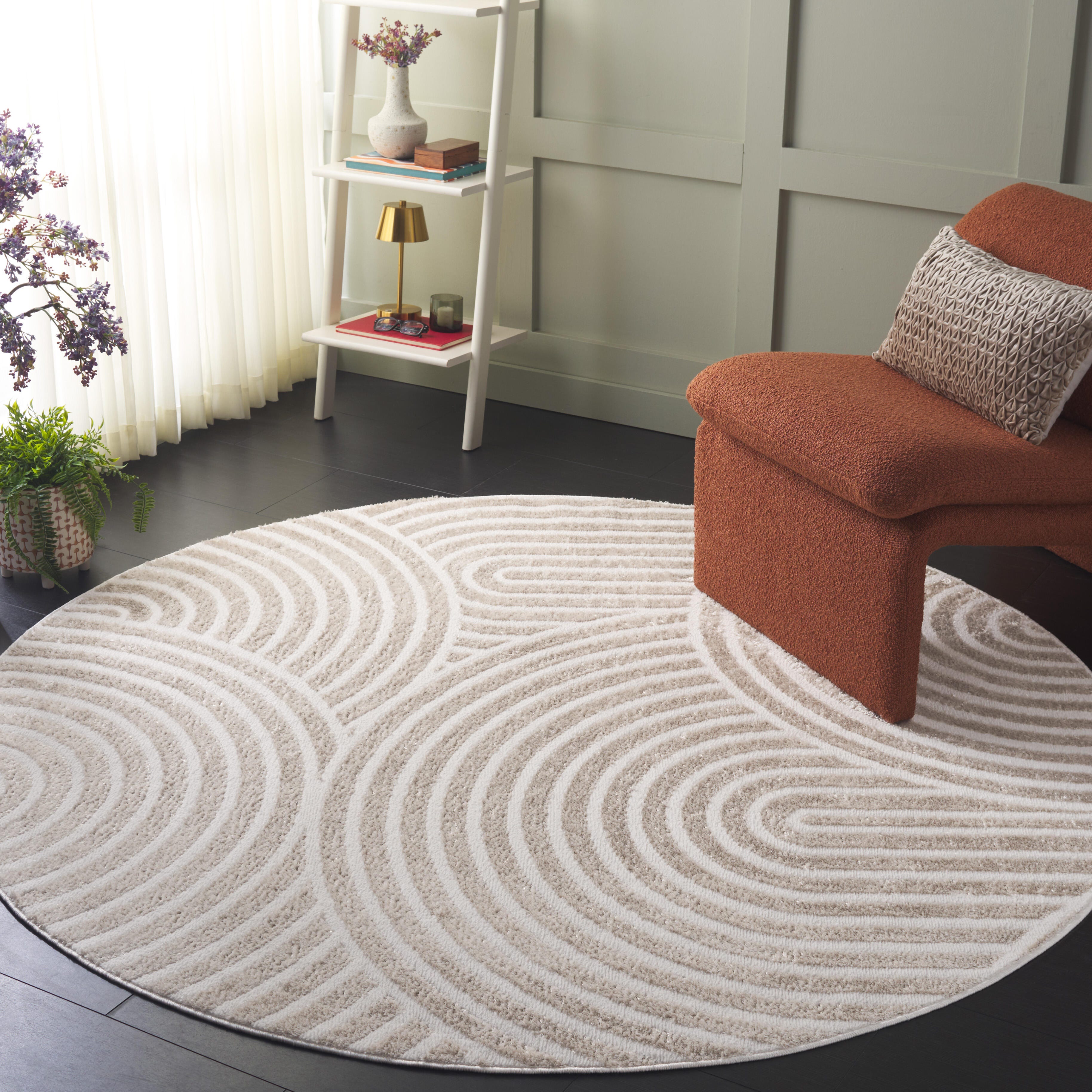 Safavieh Maya 6' 7" x 6' 7" Round Area Rug, Taupe/Ivory, rollover