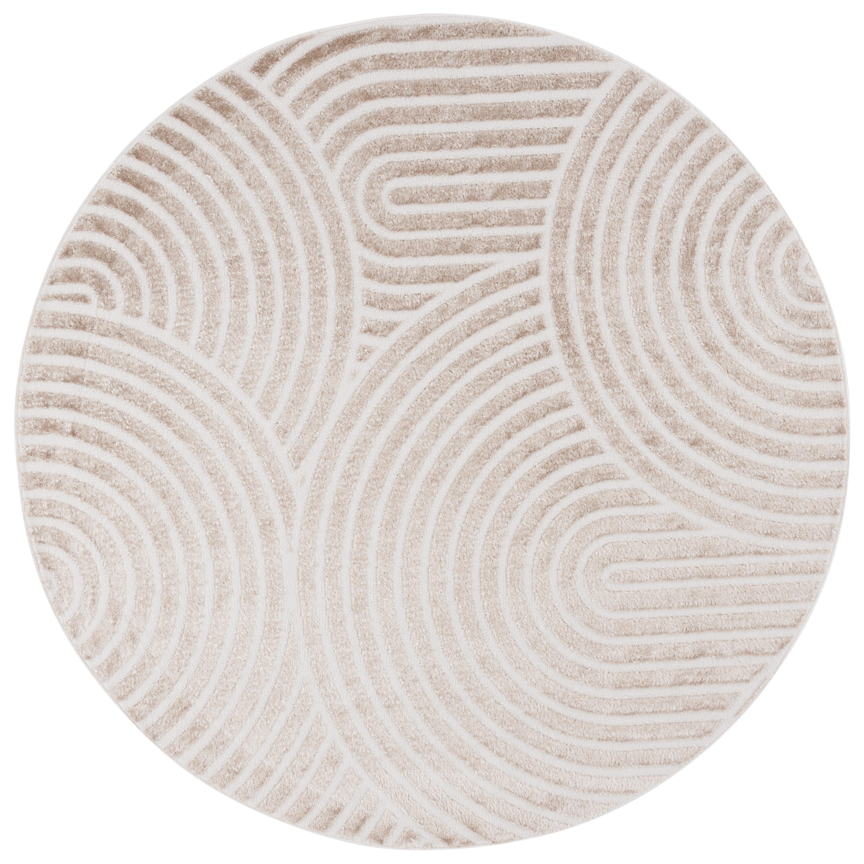 Safavieh Maya 6' 7" x 6' 7" Round Area Rug, Taupe/Ivory, large