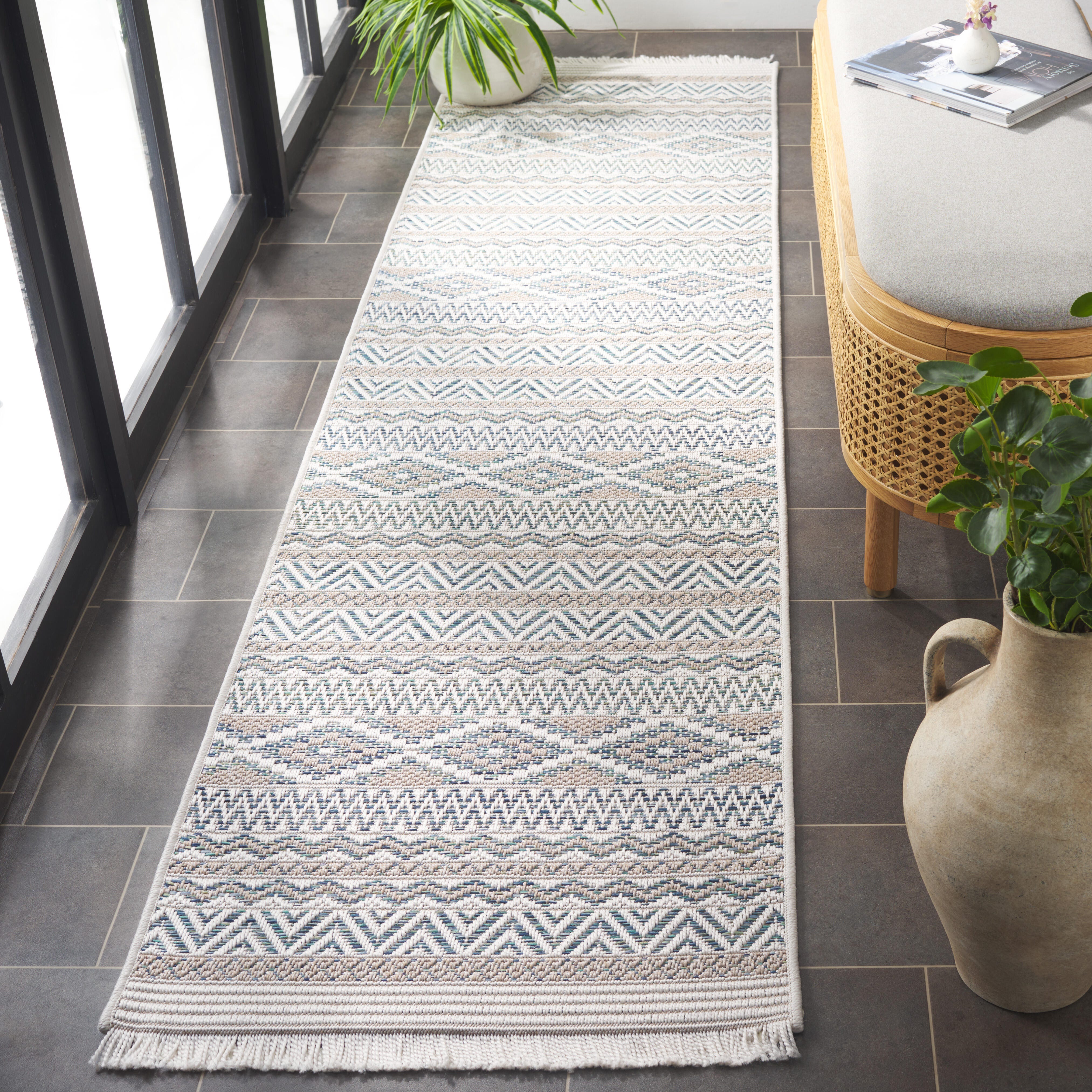 Safavieh Wicker 4' x 6' Area Rug, Aqua/Beige, large