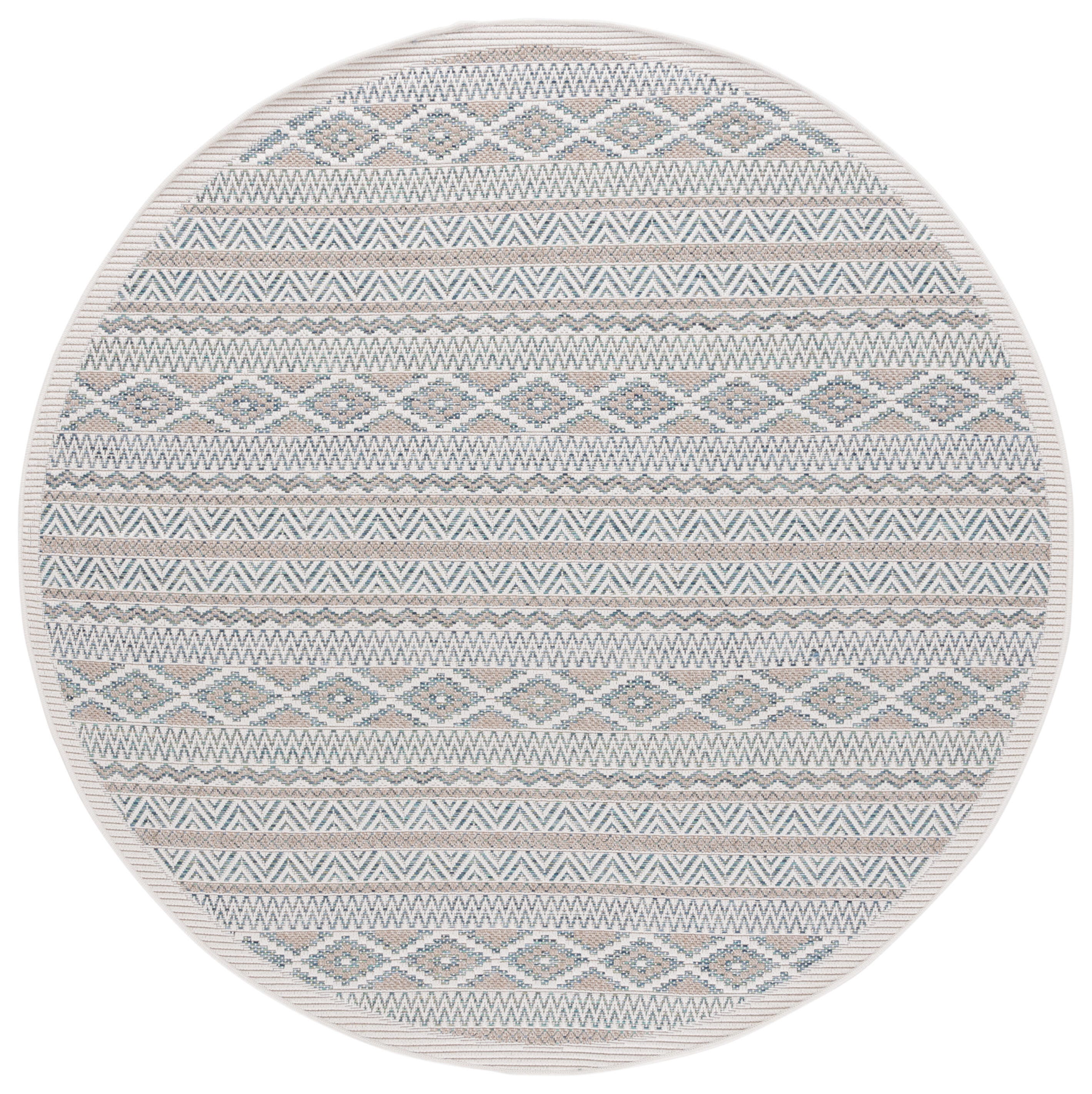 Safavieh Wicker 6' 7" x 6' 7" Round Area Rug, Aqua/Beige, large