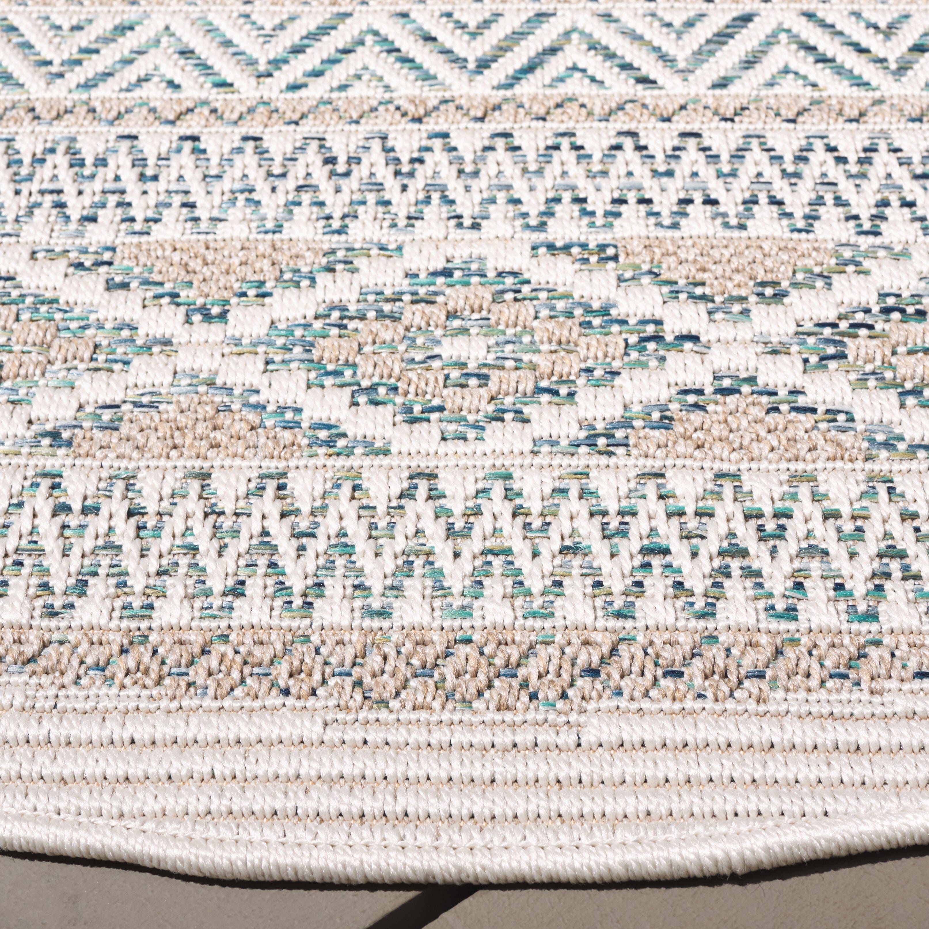 Safavieh Wicker 6' 7" x 6' 7" Square Area Rug, Aqua/Beige, large