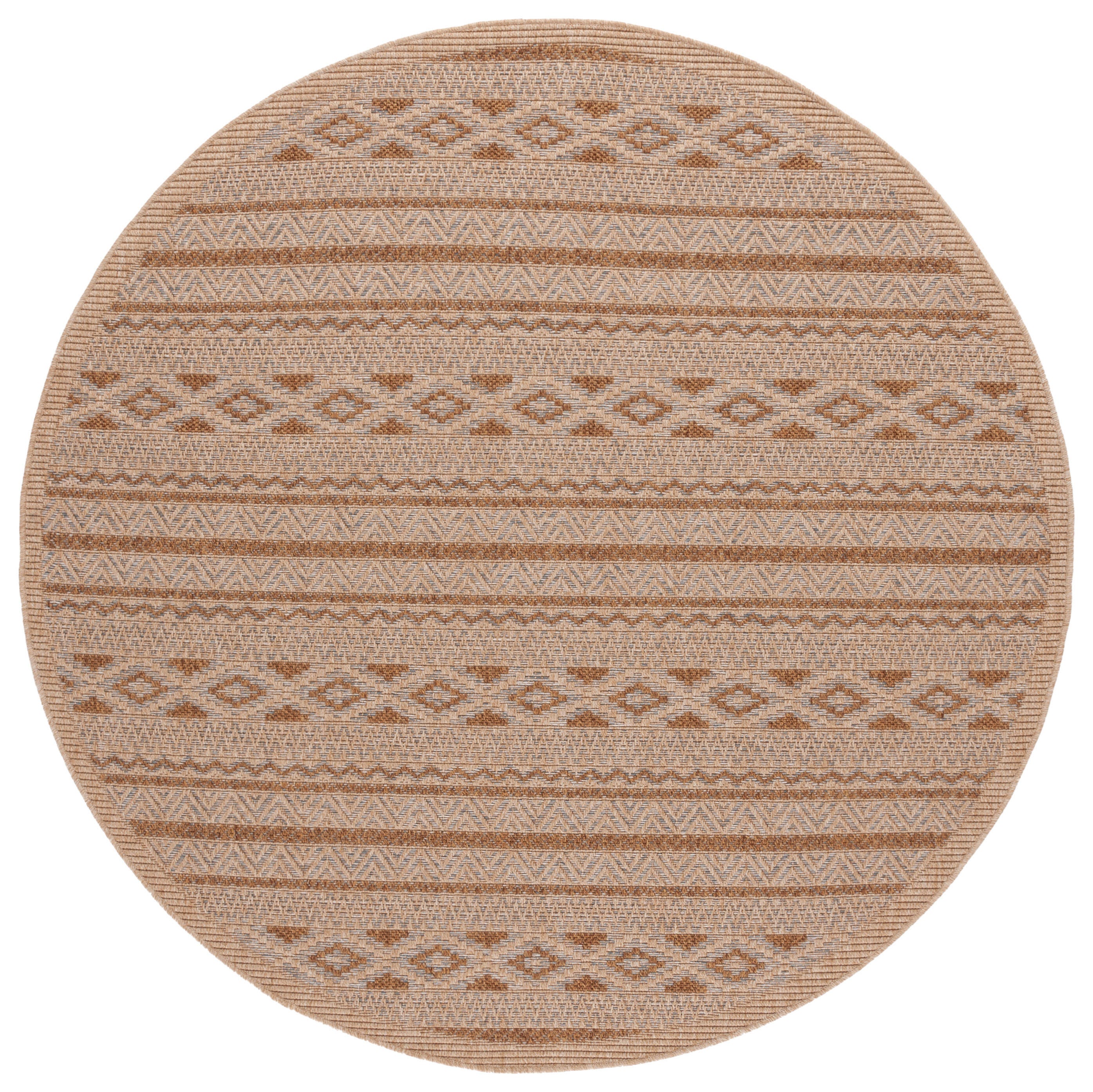 Safavieh Wicker 6' 7" x 6' 7" Round Area Rug, Gray/Brown, large