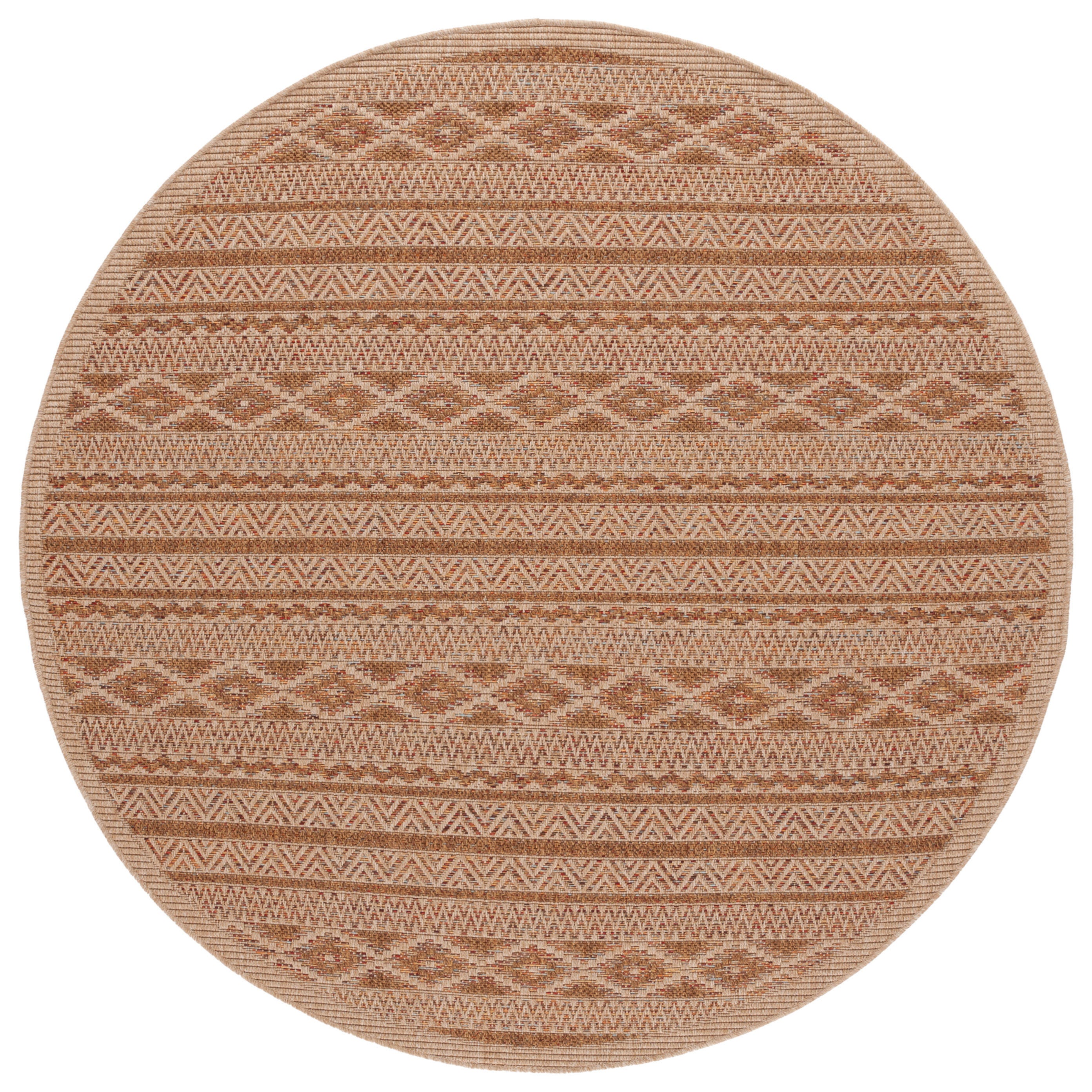 Safavieh Wicker 6' 7" x 6' 7" Round Area Rug, Natural/Brown, large