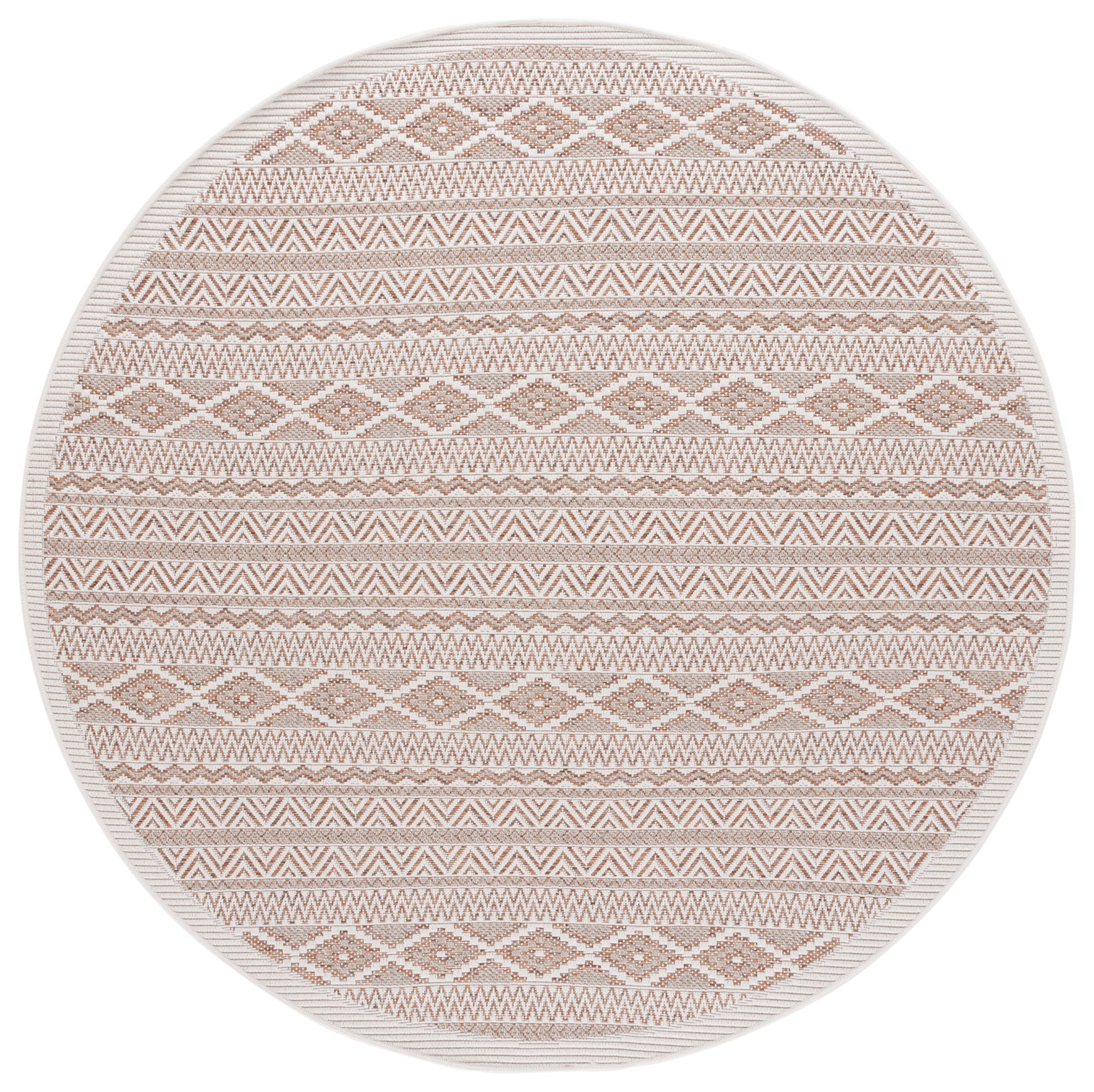 Safavieh Wicker 6' 7" x 6' 7" Round Area Rug, Orange/Beige, large