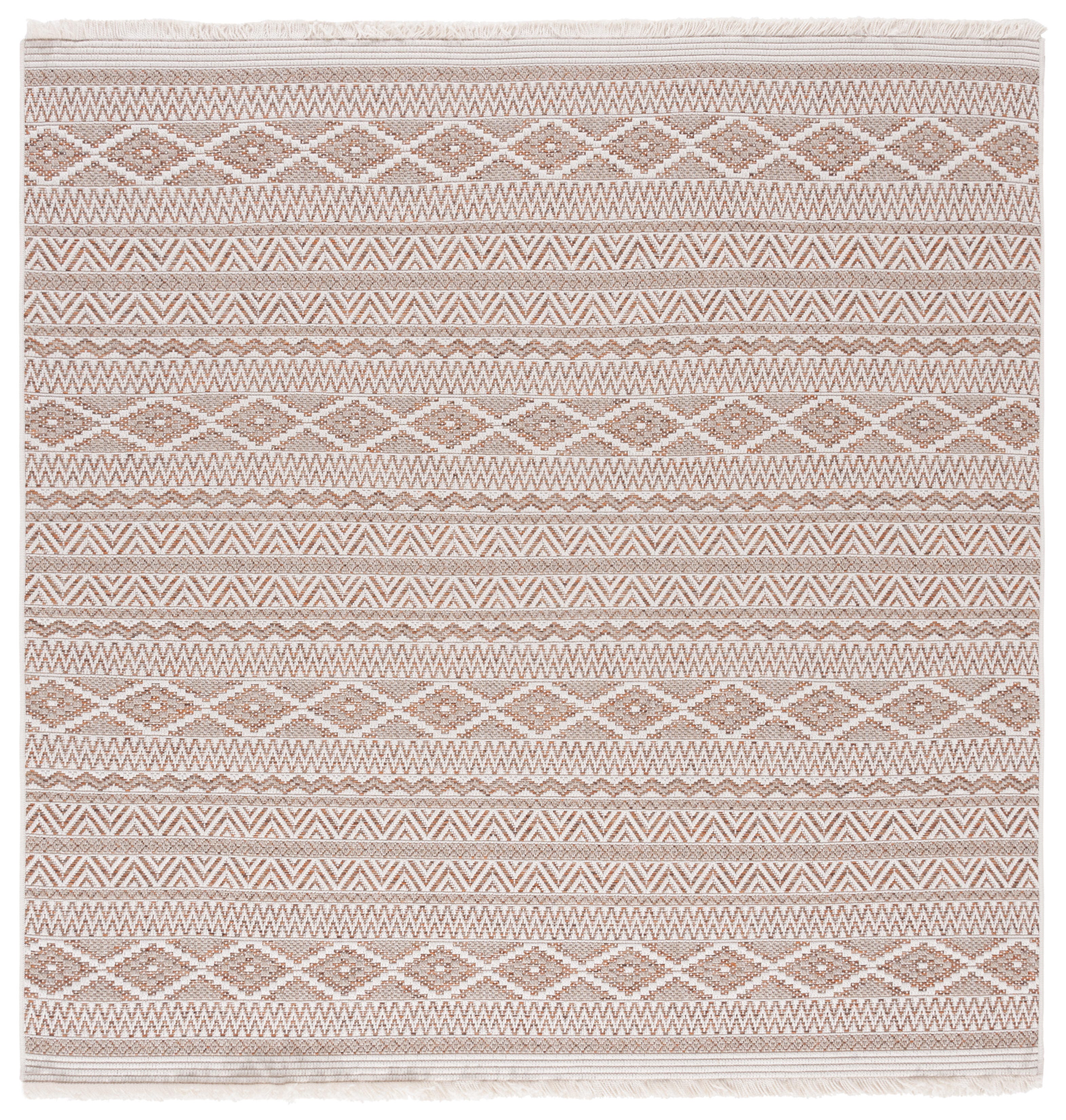 Safavieh Wicker 6' 7" x 6' 7" Square Area Rug, Orange/Beige, large