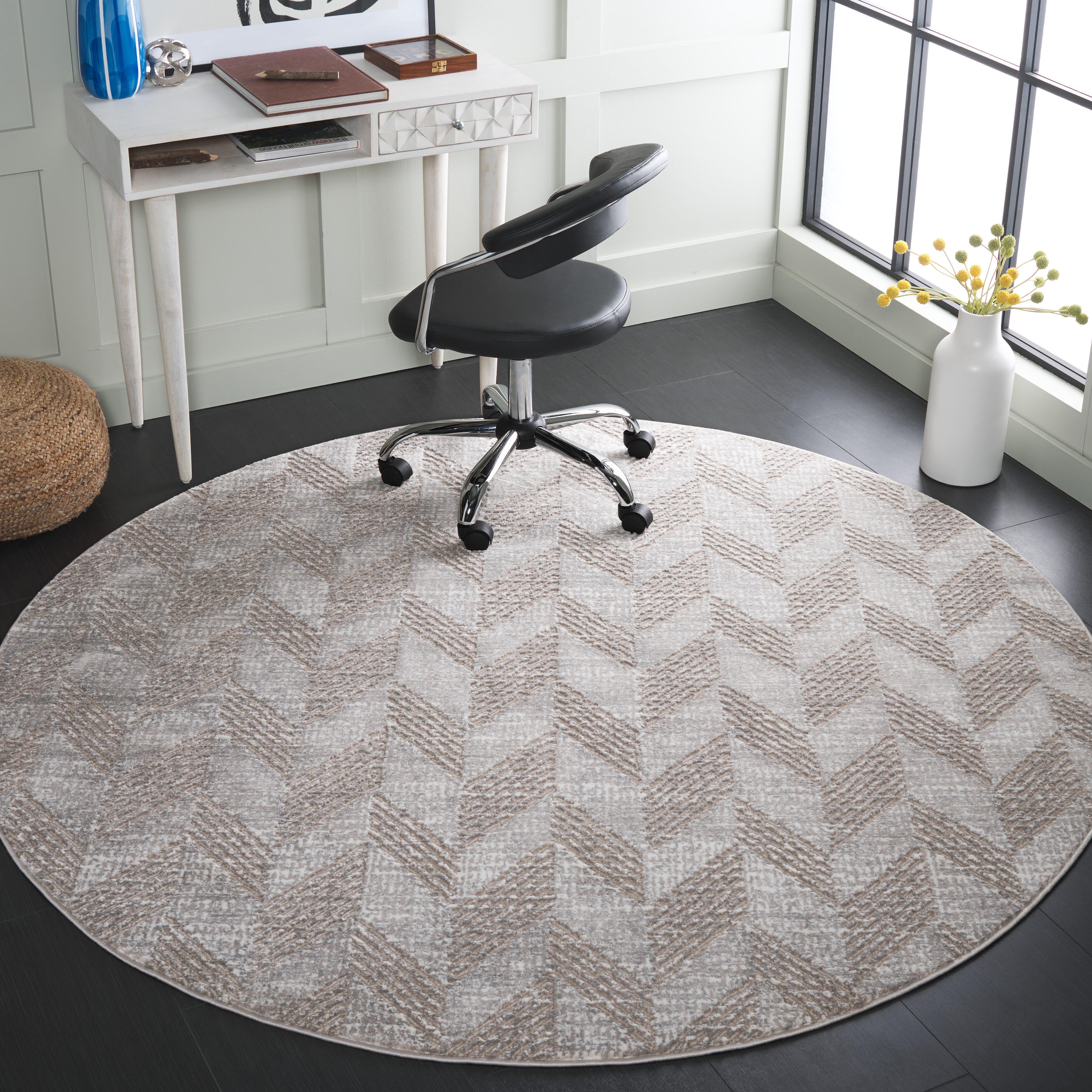 Safavieh Revive 6' 7" x 6' 7" Round Area Rug, Taupe/Ivory, rollover
