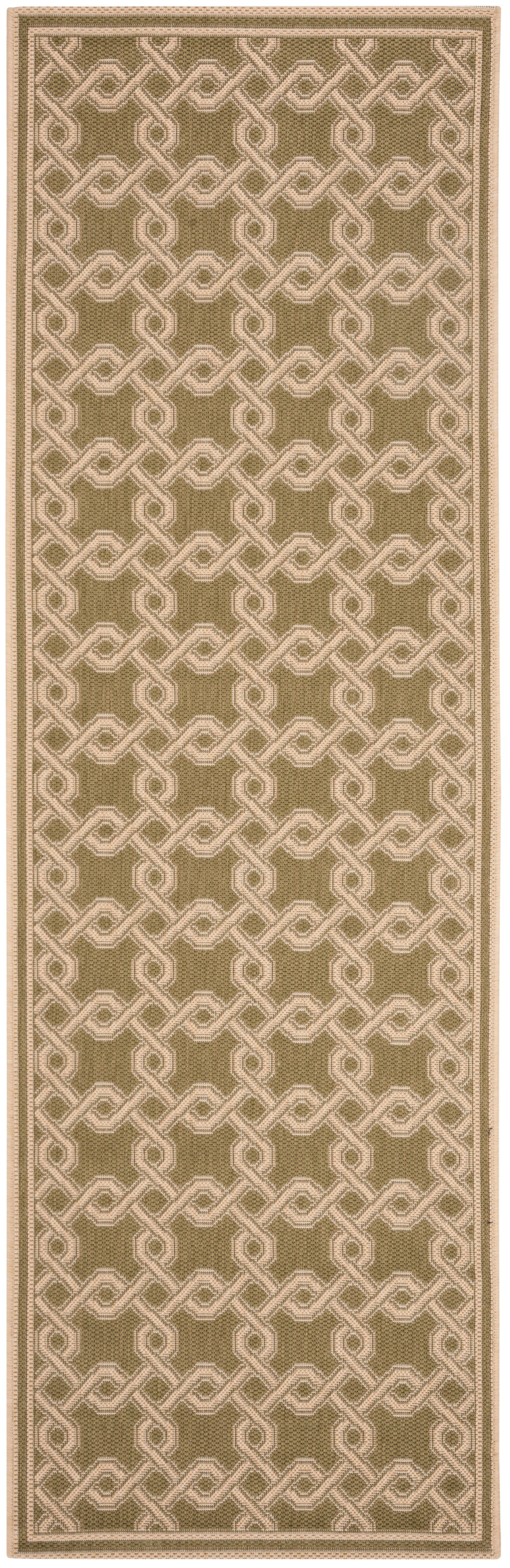 Safavieh Martha Stewart Collection Ceca 2'7" x 8'2" Runner Rug, Green/Creme, large