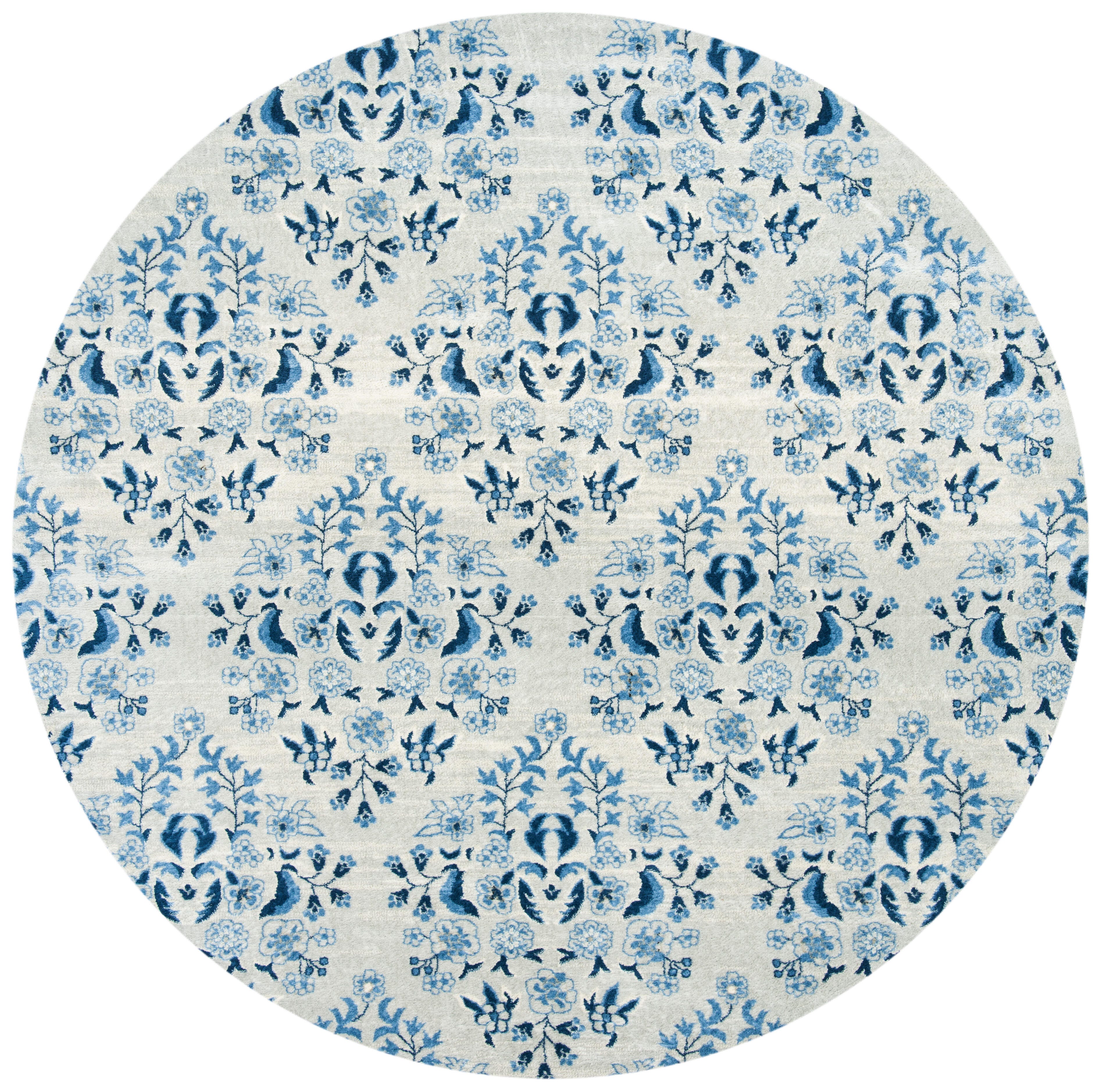 Safavieh Martha Stewart Collection Valeriea 8' x 8' Round Rug, Cream/Blue, large