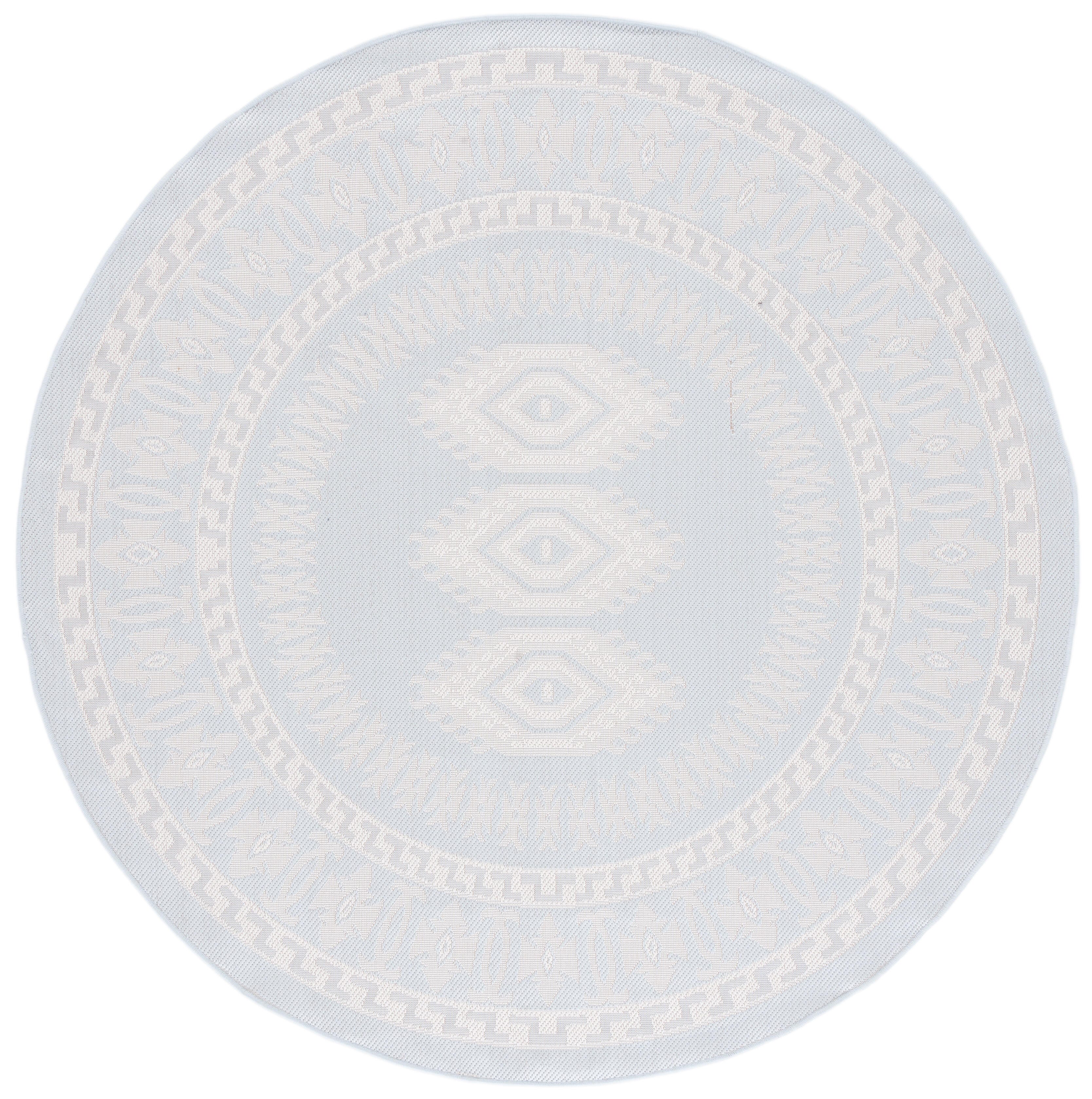 Safavieh Martha Stewart Collection Finnbjorg 6'7" x 6'7" Round Rug, Aqua/Blue Ivory, large