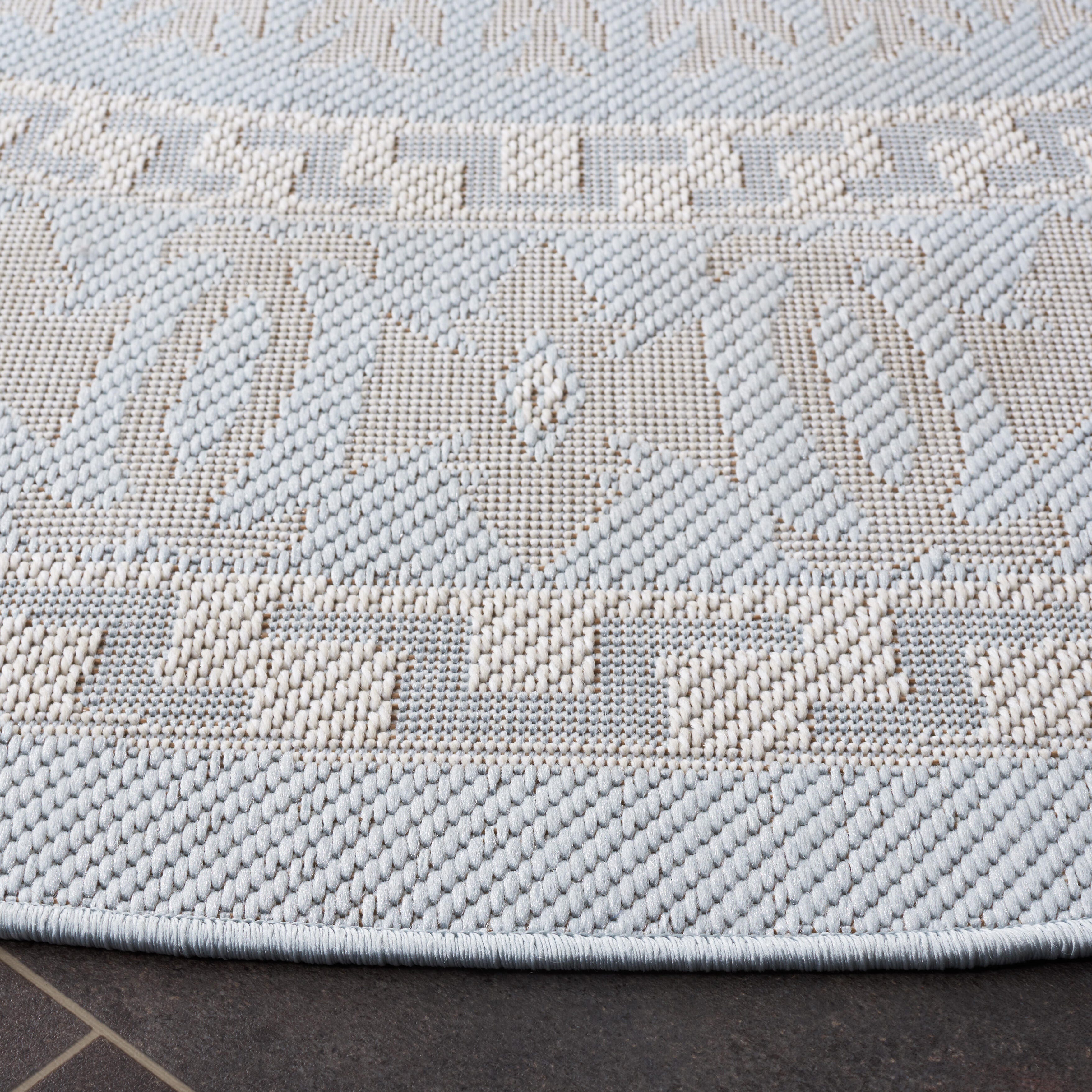 Safavieh Martha Stewart Collection Finnbjorg 6'7" x 6'7" Round Rug, Aqua/Blue Ivory, large