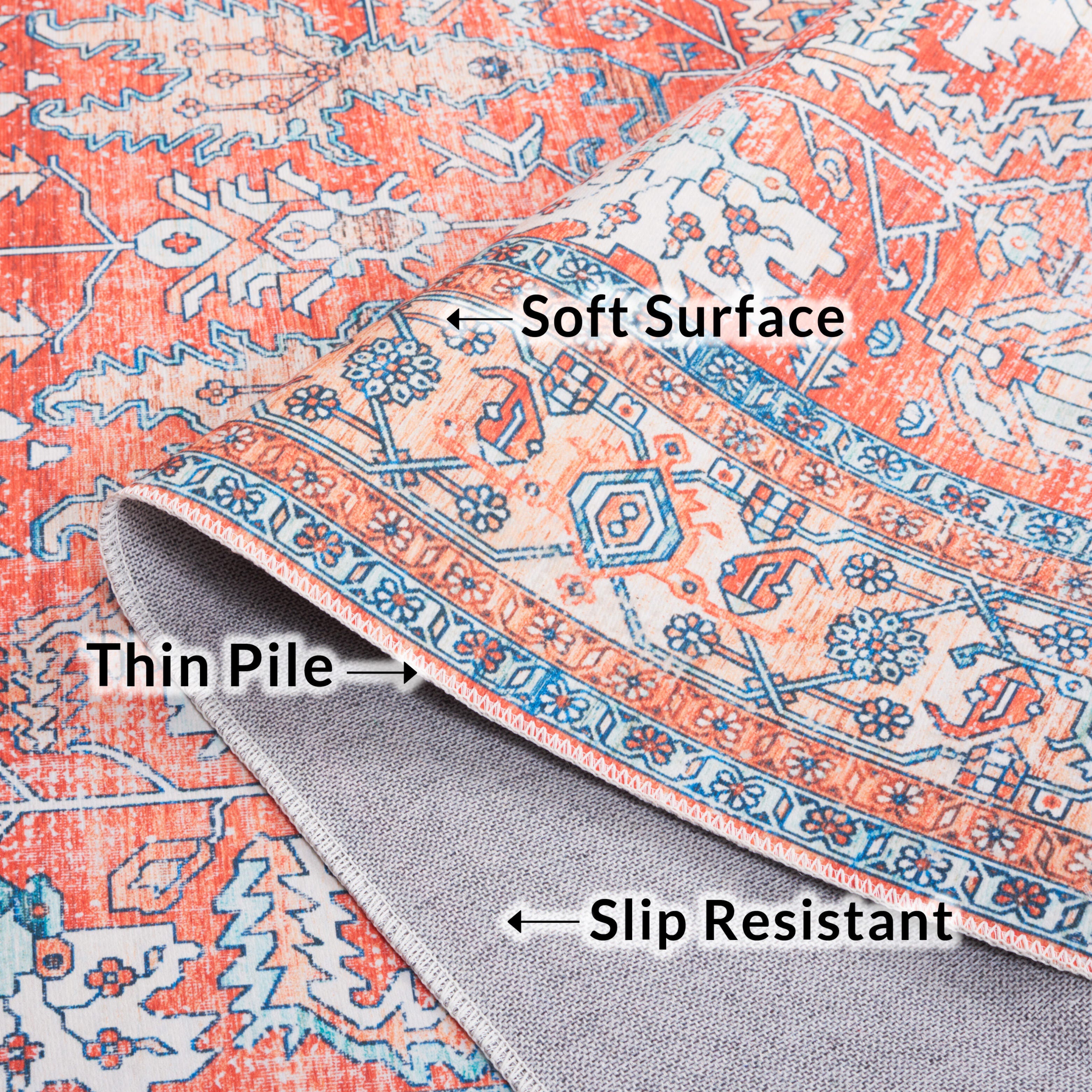 Safavieh Arizona 4' x 6' Area Rug, Rust/Aqua, large