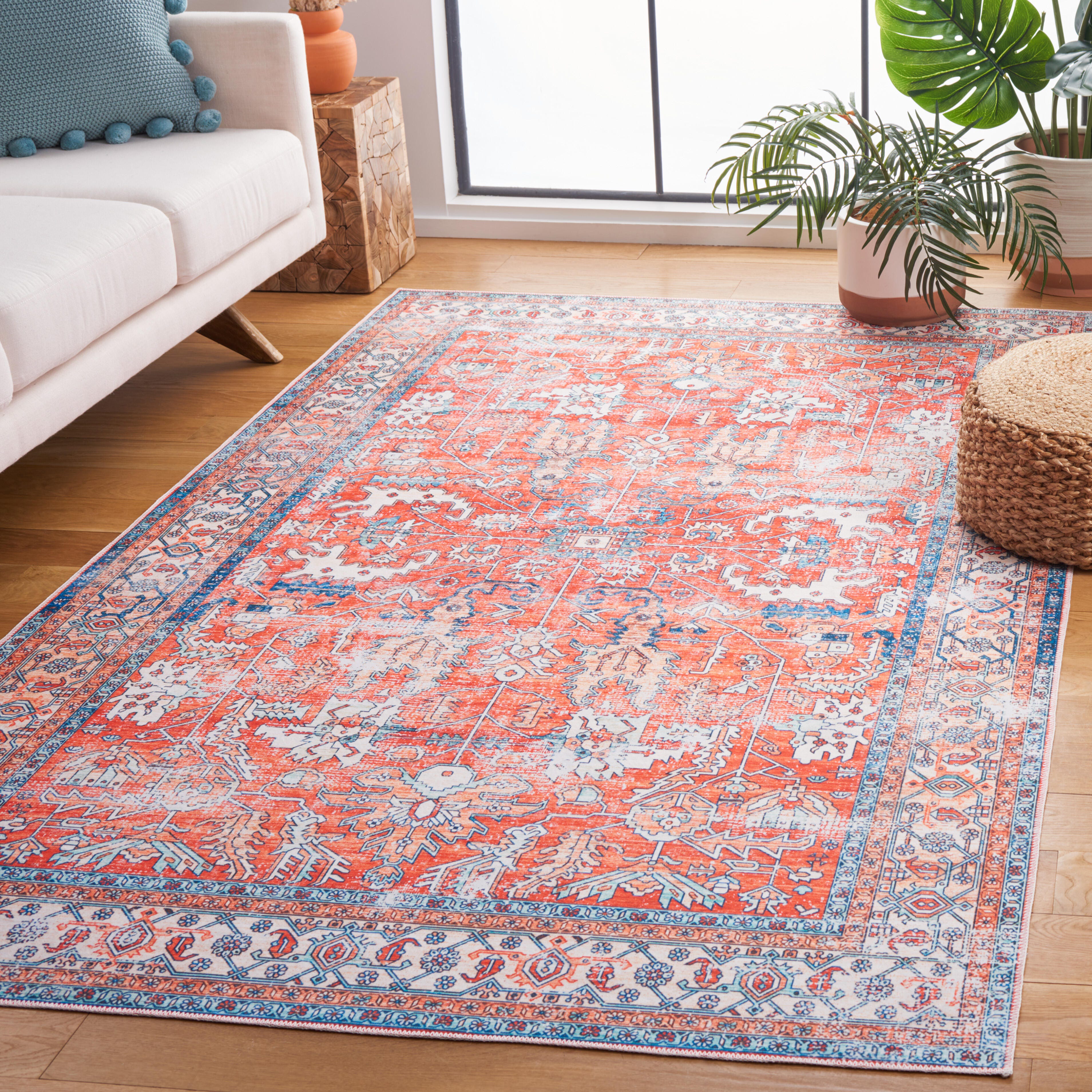 Safavieh Arizona 5' x 8' Area Rug, Rust/Aqua, rollover
