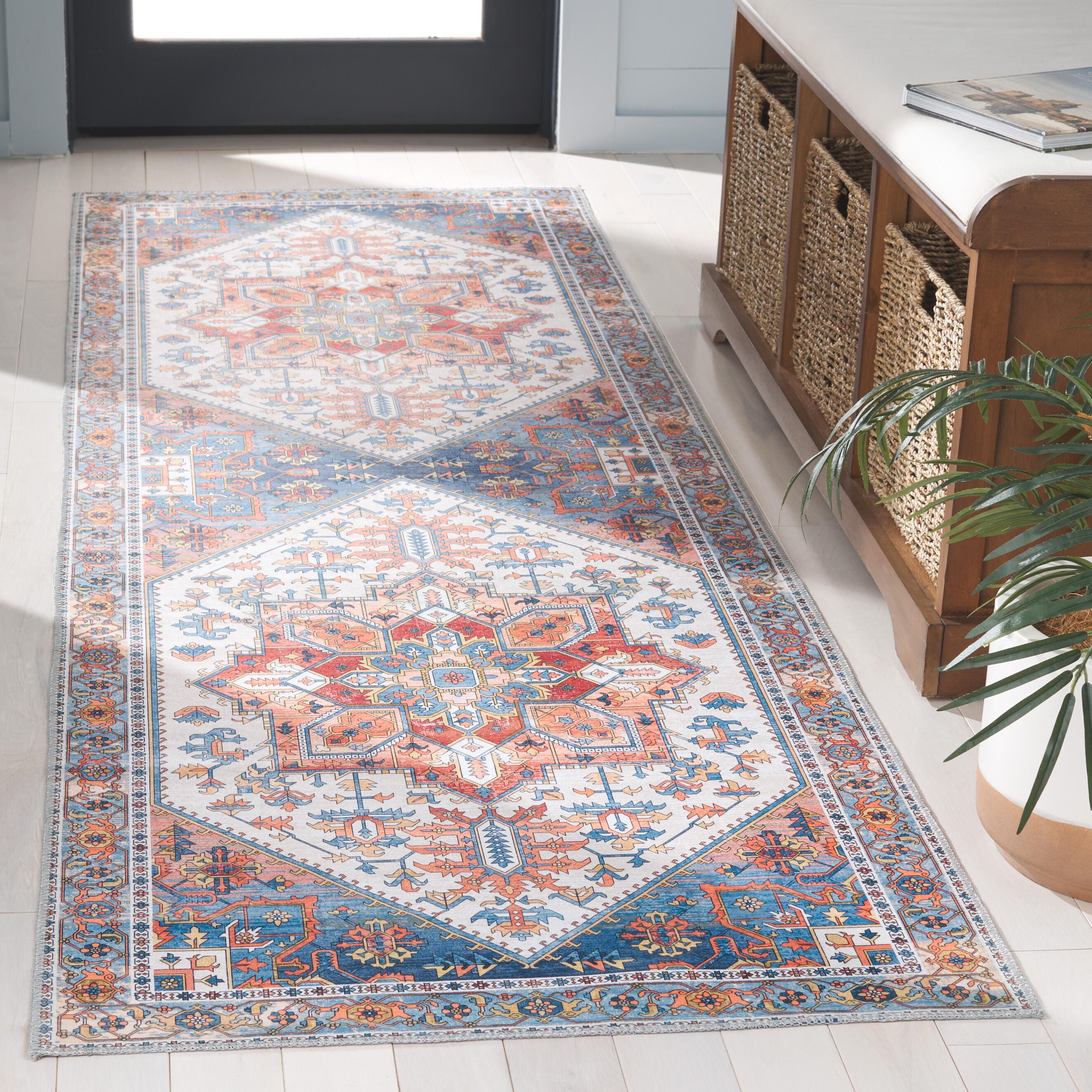 Safavieh Arizona 2' 6" x 8' Runner Rug, Rust/Navy, large