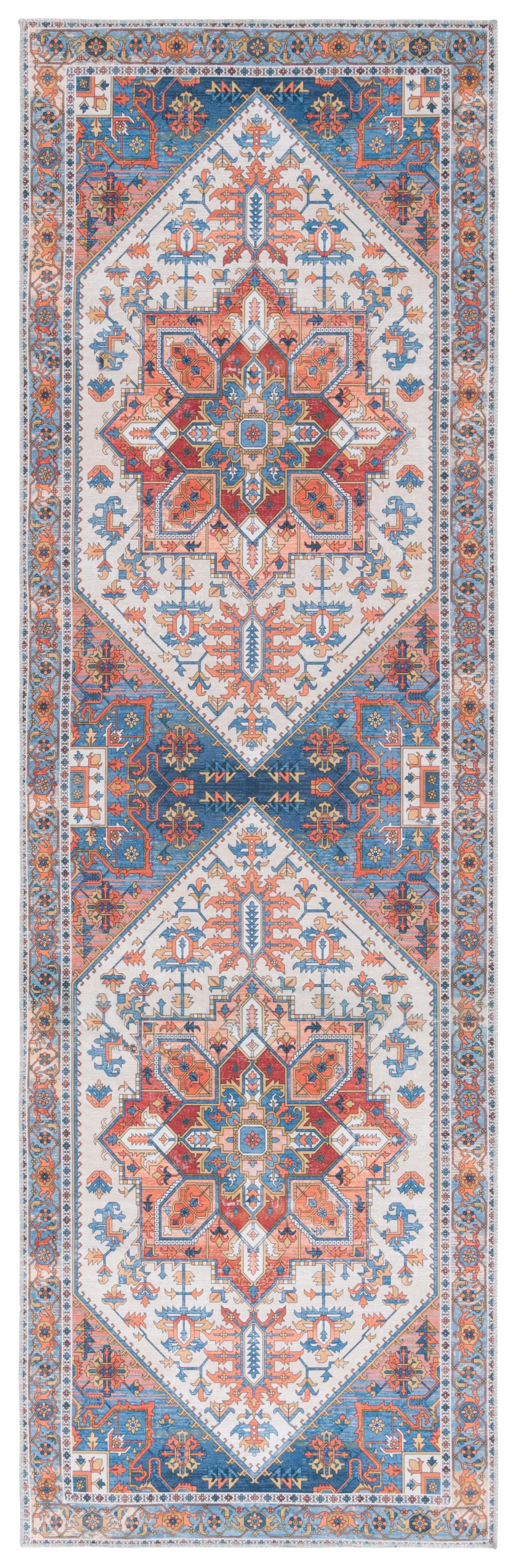 Safavieh Arizona 2' 6" x 8' Runner Rug, Rust/Navy, large