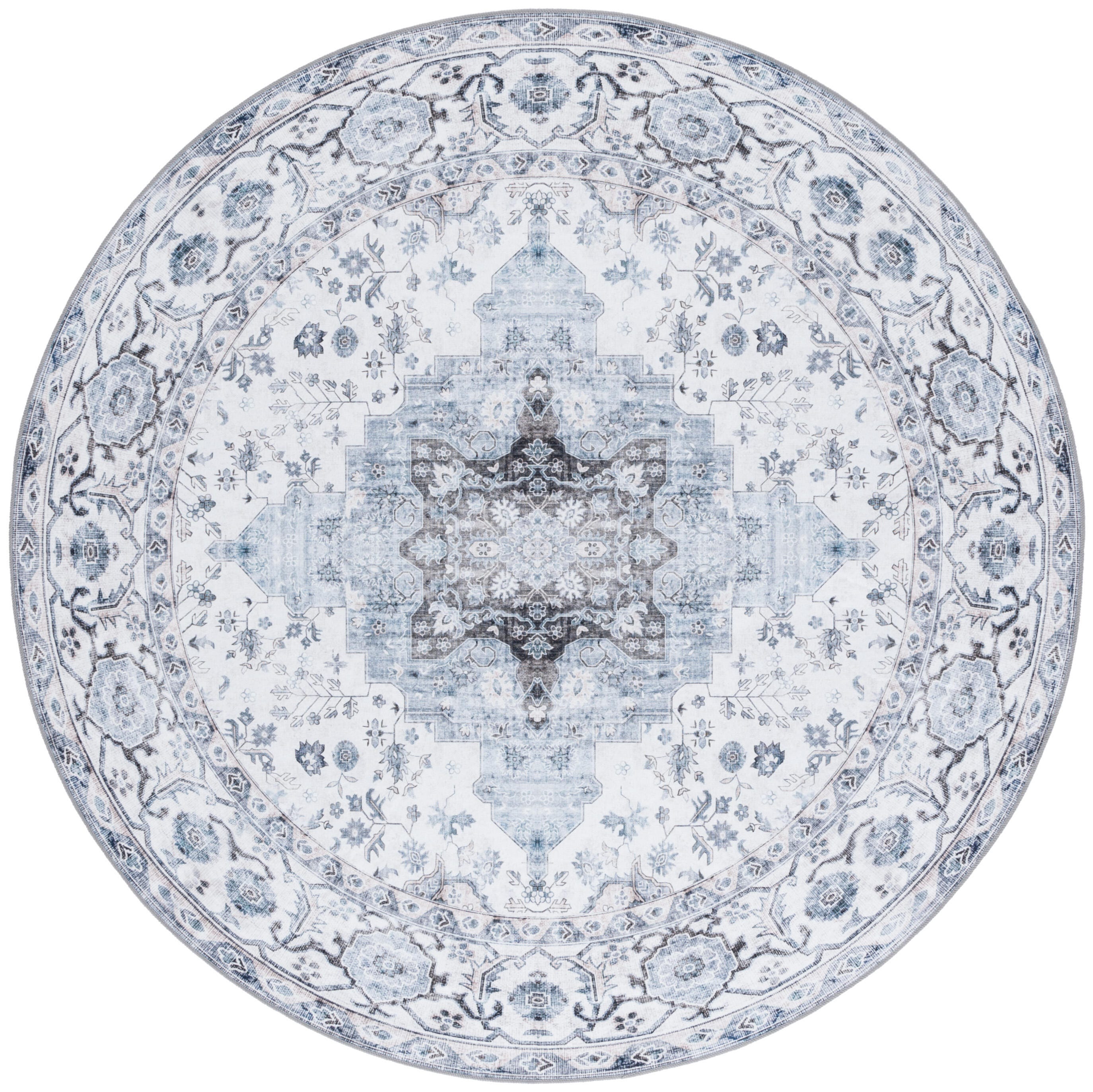 Safavieh Arizona 4' x 4' Round Area Rug, Ivory/Blue, large