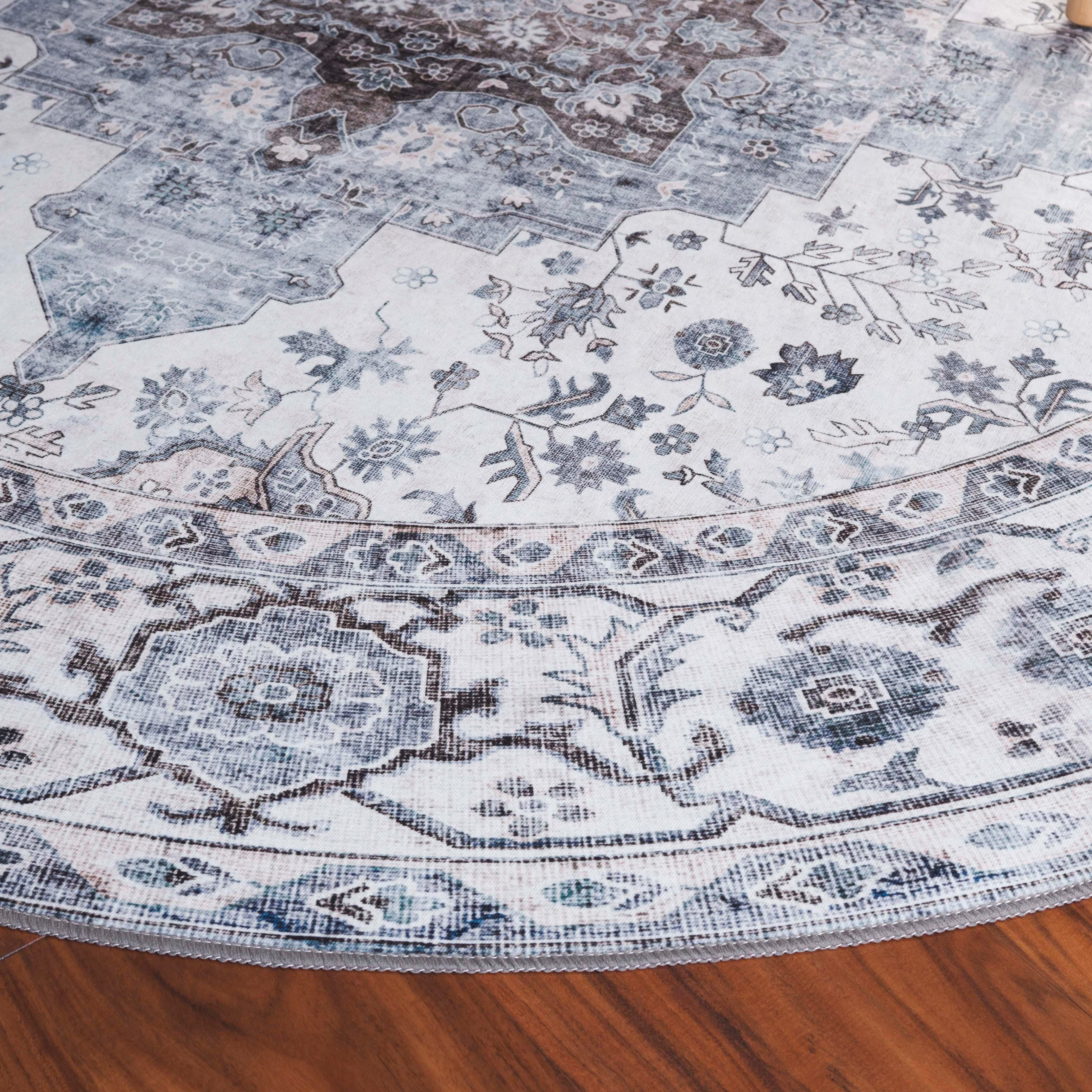 Safavieh Arizona 6' x 6' Round Area Rug, Ivory/Blue, large