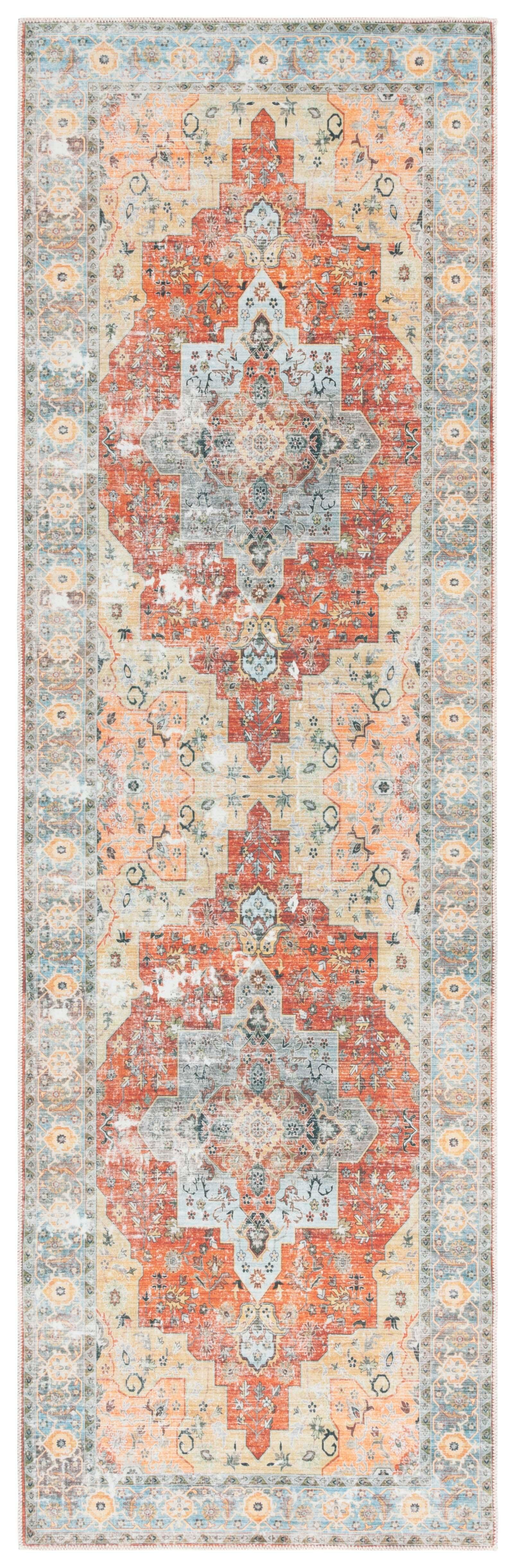 Safavieh Arizona 2' 6" x 8' Runner Rug, Rust/Aqua, large