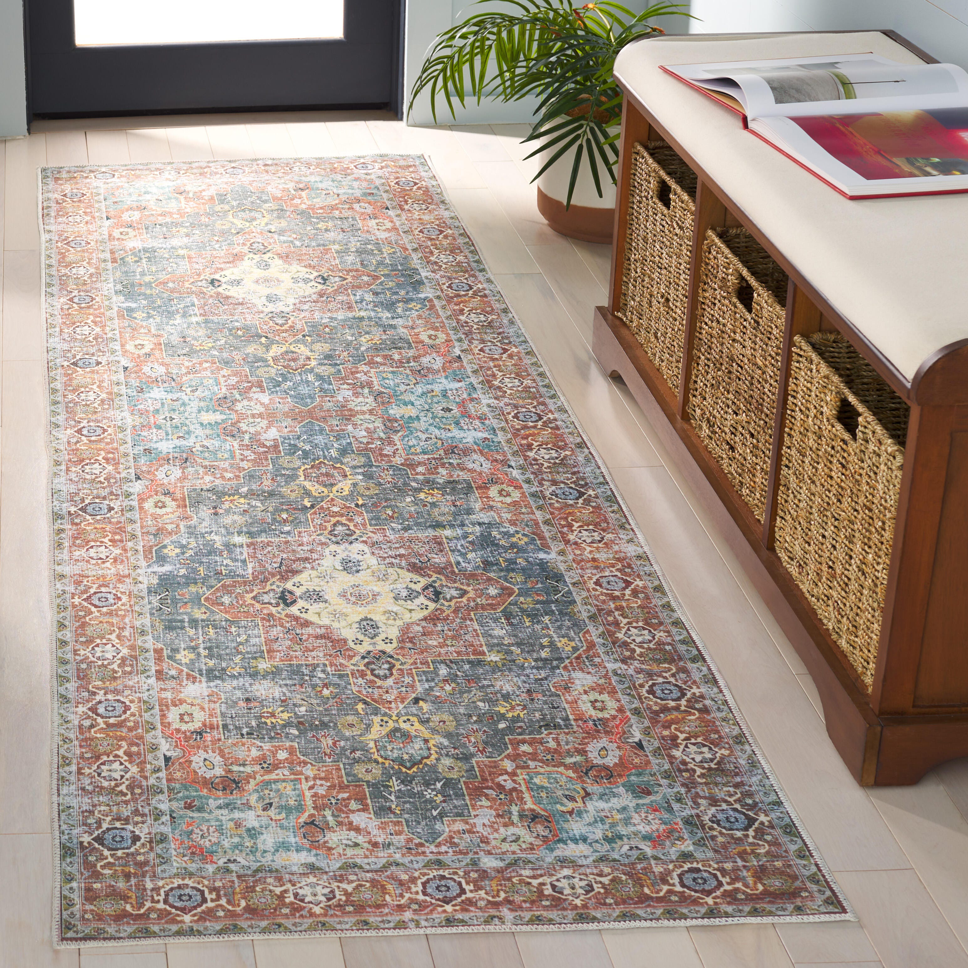 Safavieh Arizona 2' 6" x 8' Runner Rug, Rust/Blue Green, large