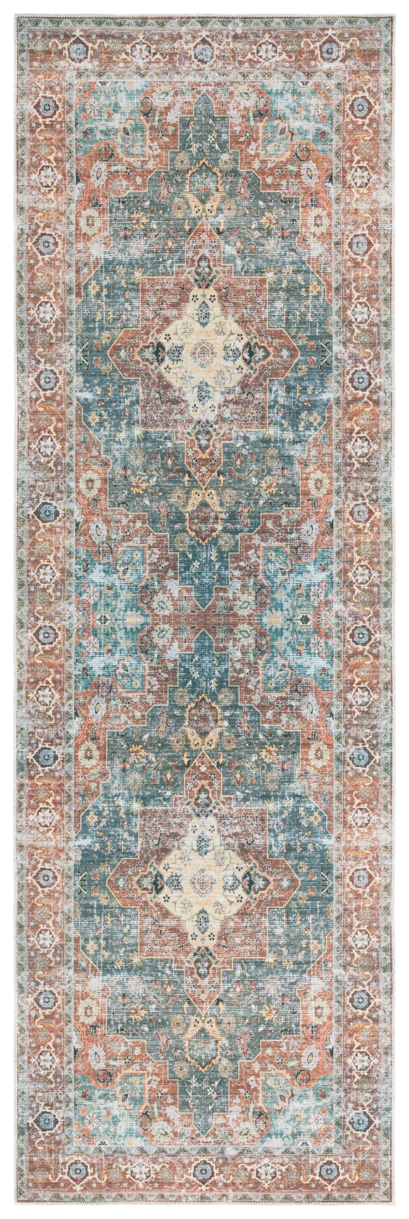 Safavieh Arizona 2' 6" x 8' Runner Rug, Rust/Blue Green, large