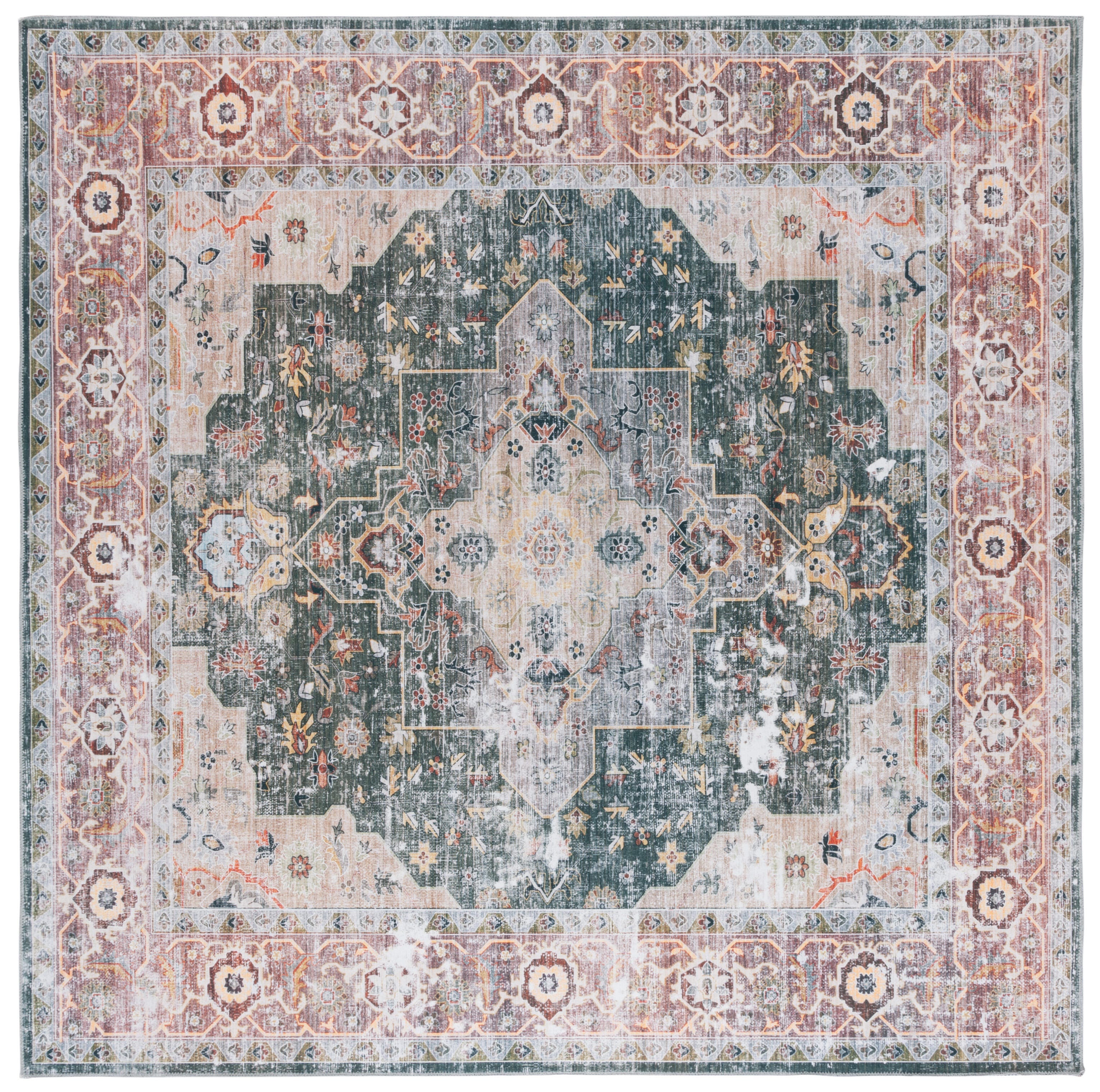 Safavieh Arizona 6' x 6' Square Area Rug, Green/Light Brown, large
