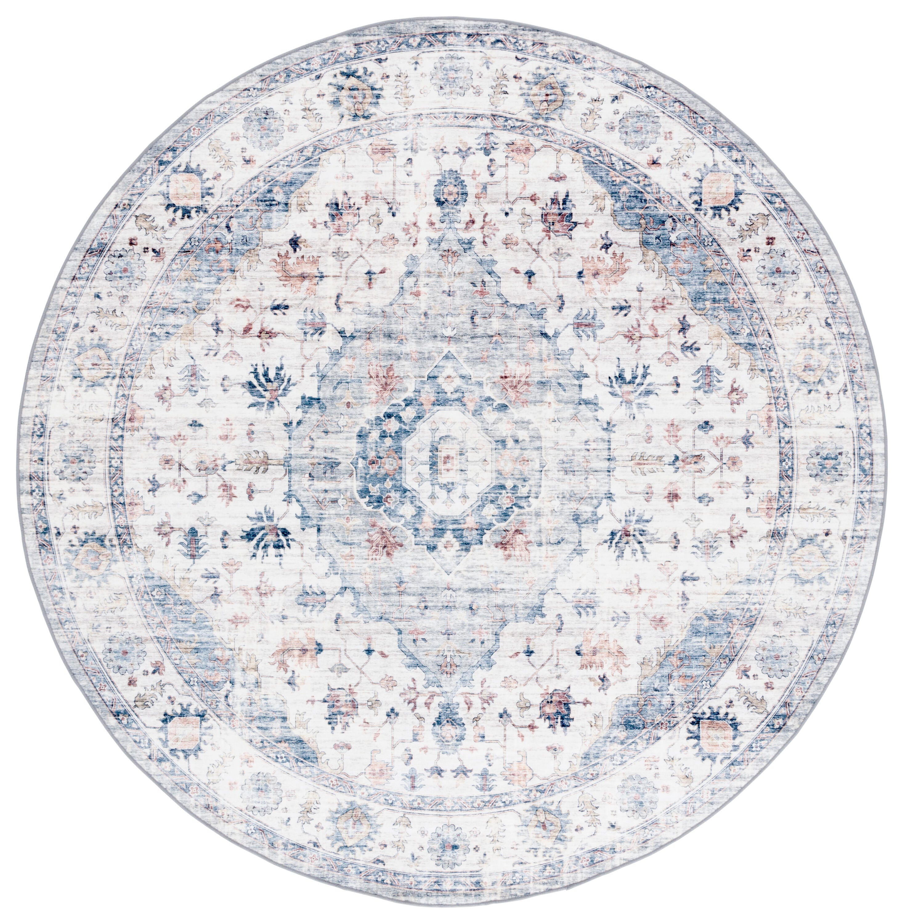 Safavieh Arizona 6' x 6' Round Area Rug, Light Blue/Ivory, large